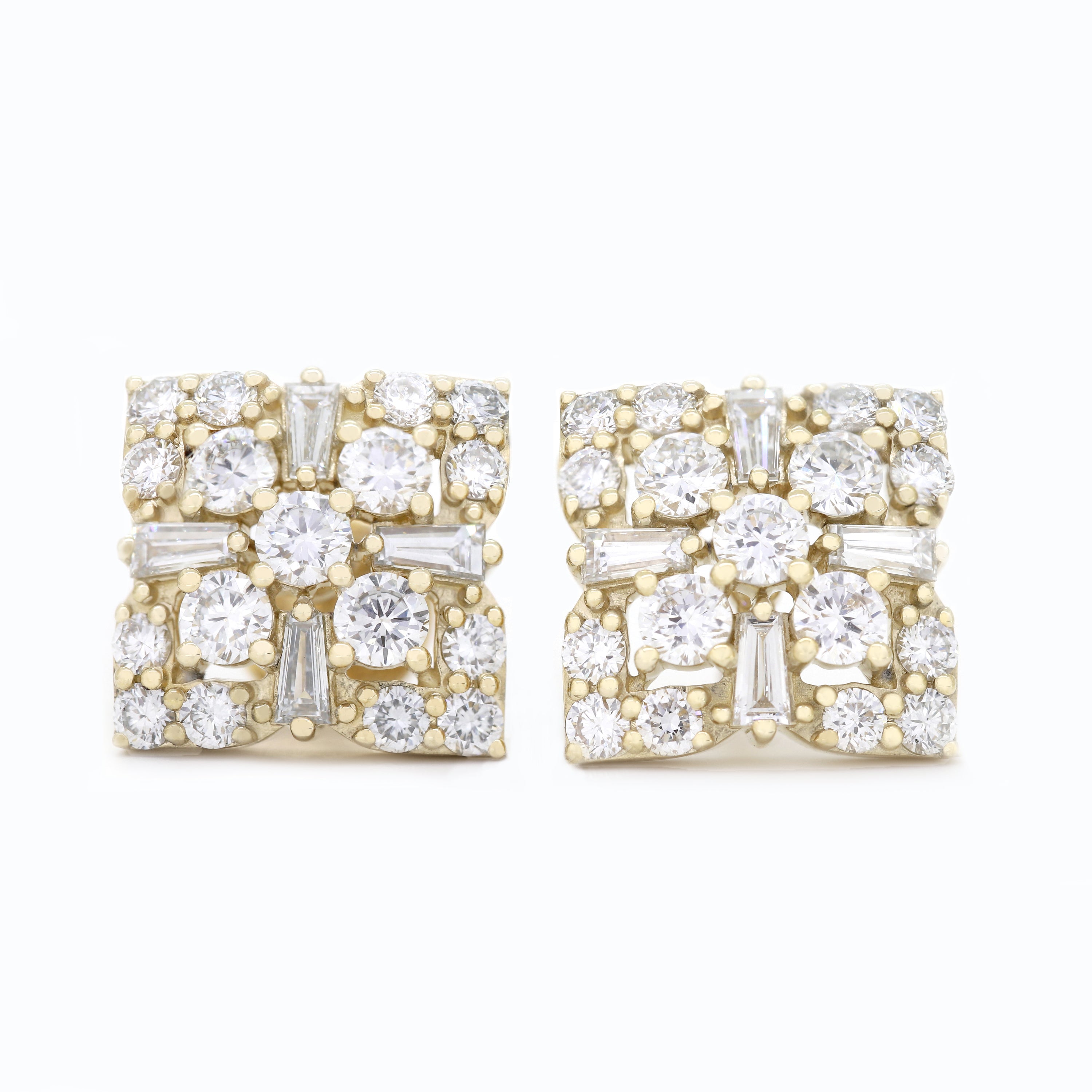 Pure Elegance – Yellow Gold Diamond Earrings