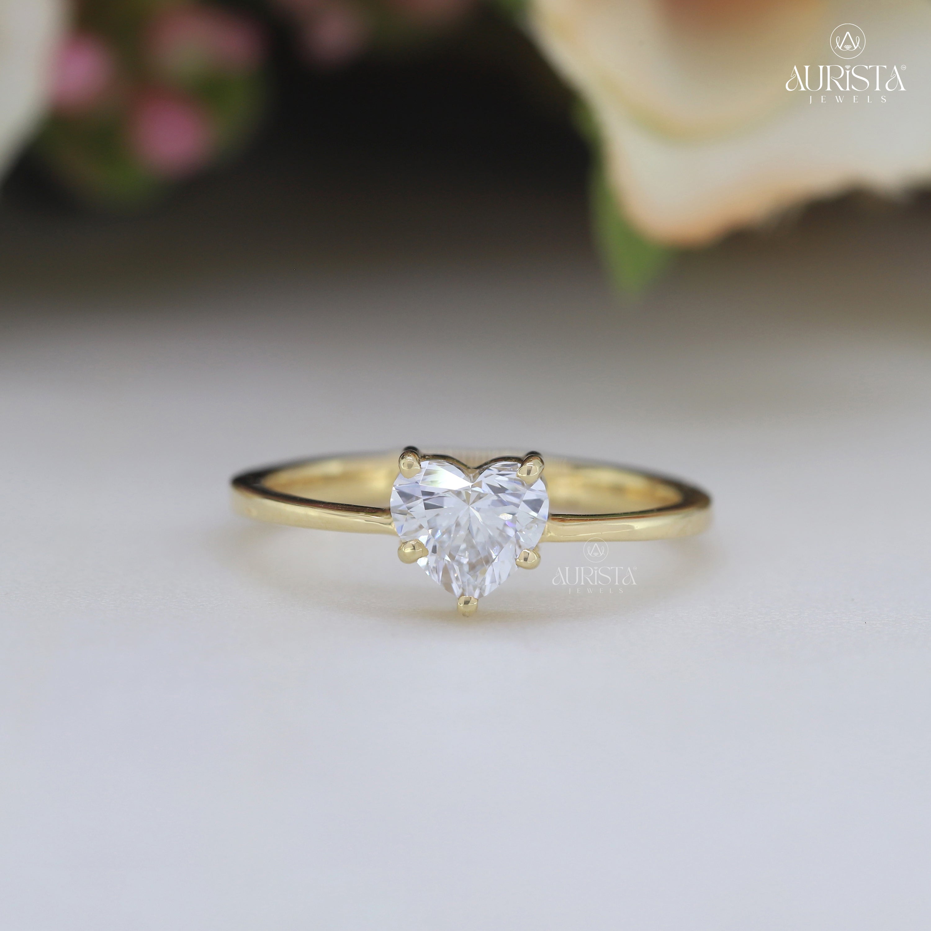 Timeless Vows – Yellow Gold Band with Heart Diamond