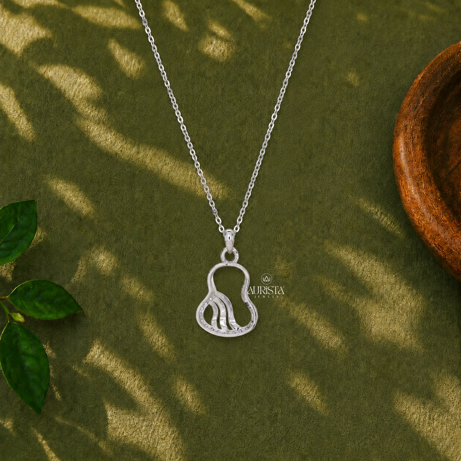 Gourd Moissanite Necklace Set Silver Abstract Pendant Dainty Studs Minimalist Gift