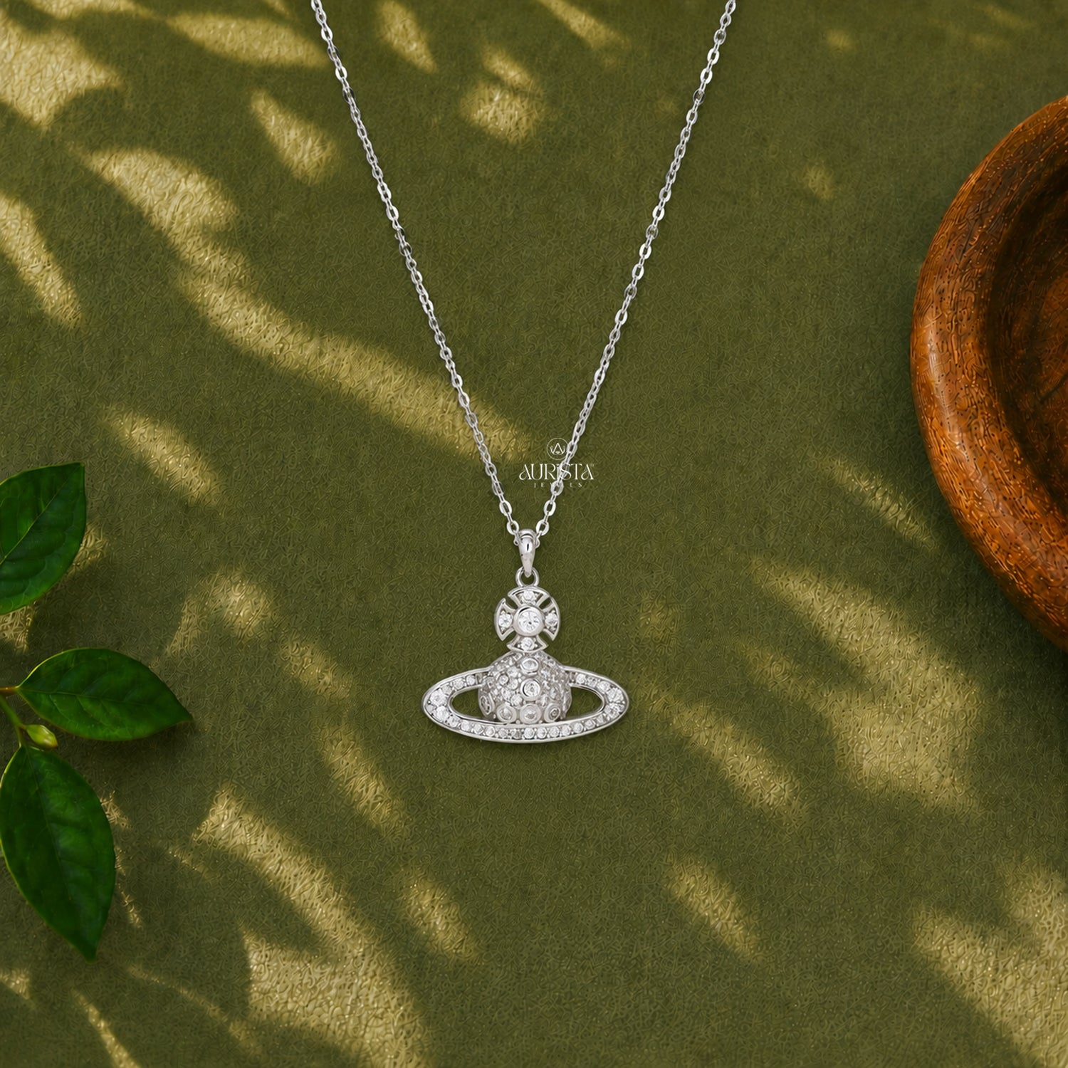 Saturn Planet Moissanite Necklace Dainty Silver Celestial Pendant Jewelry Gift Her