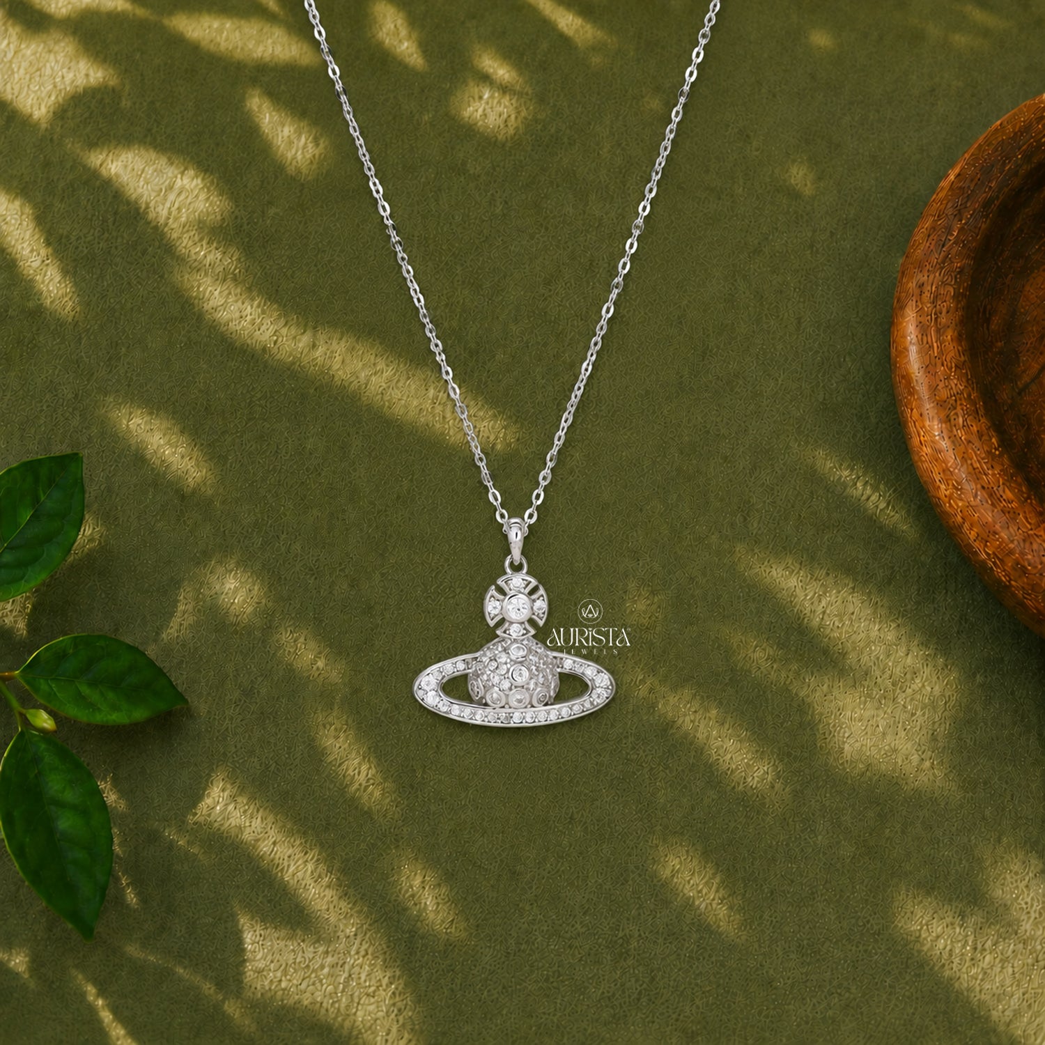 Saturn Planet Moissanite Necklace Dainty Silver Celestial Pendant Jewelry Gift Her