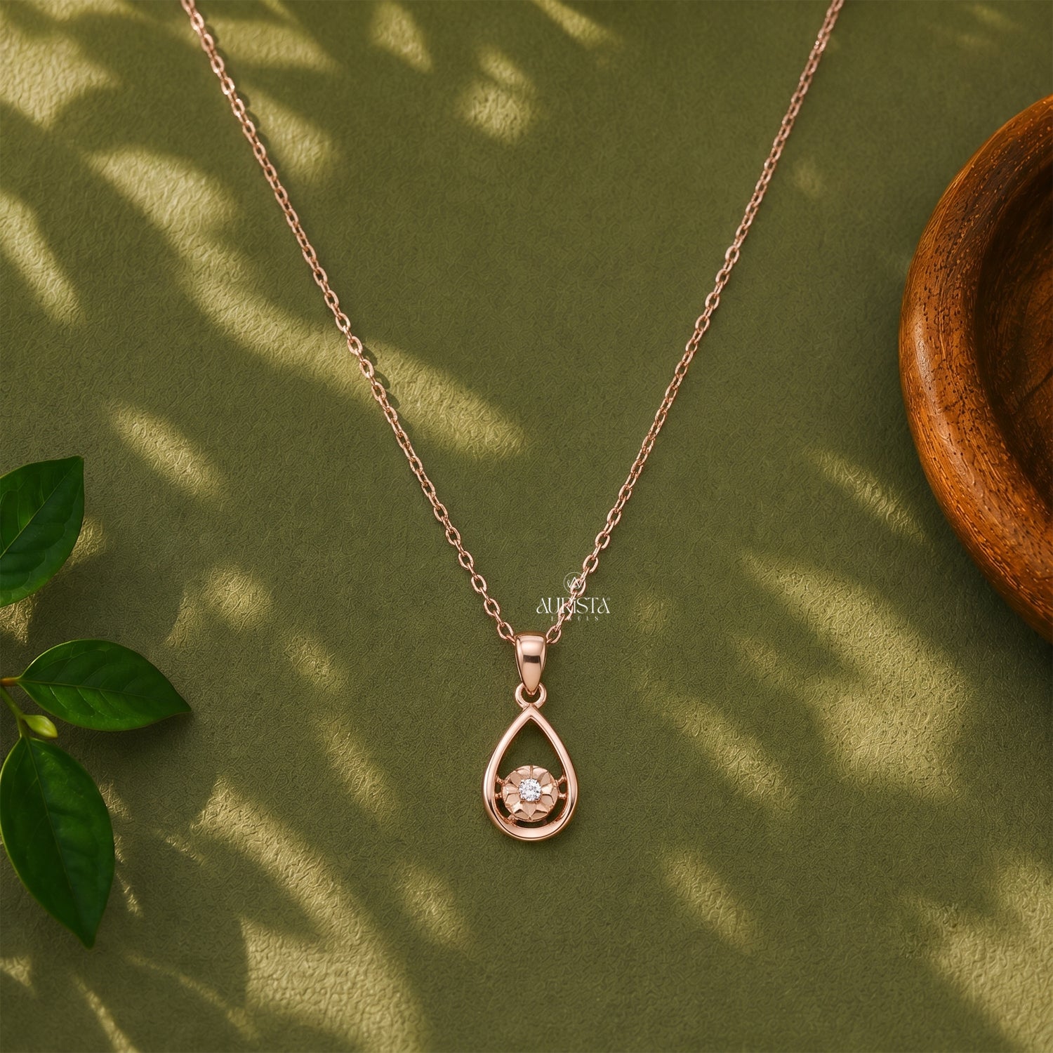 Moissanite Teardrop Necklace, Rose Gold Solitaire Pendant, Minimalist Bridal Jewelry