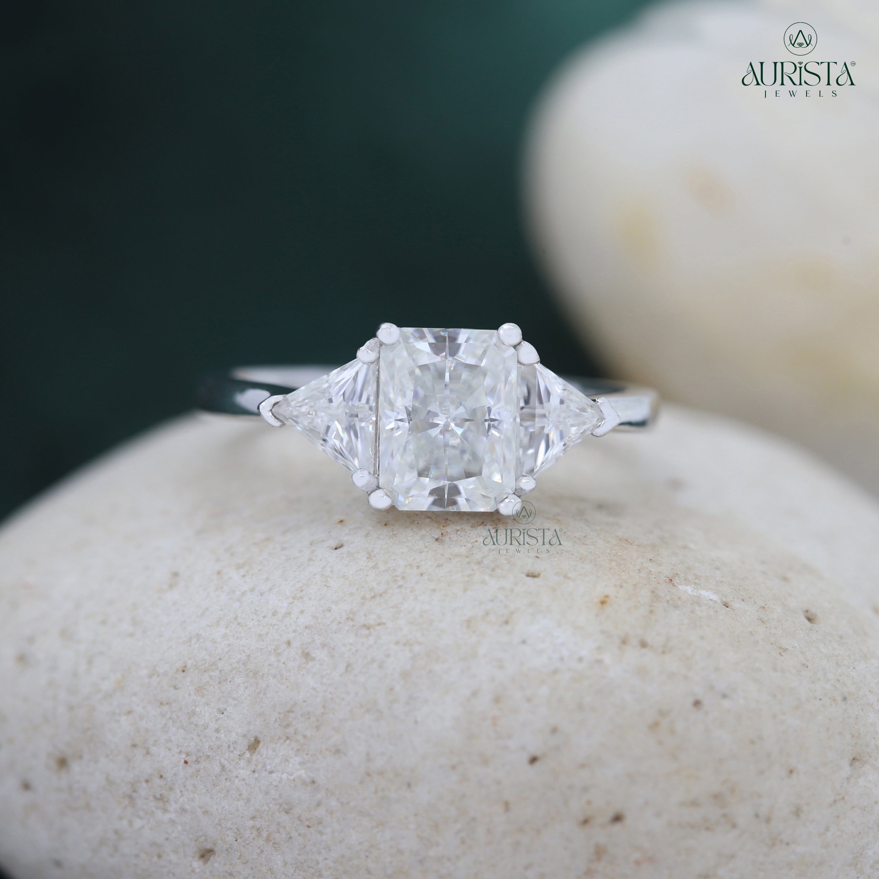 Cherished Sparkle – Custom Radiant White Diamond Ring