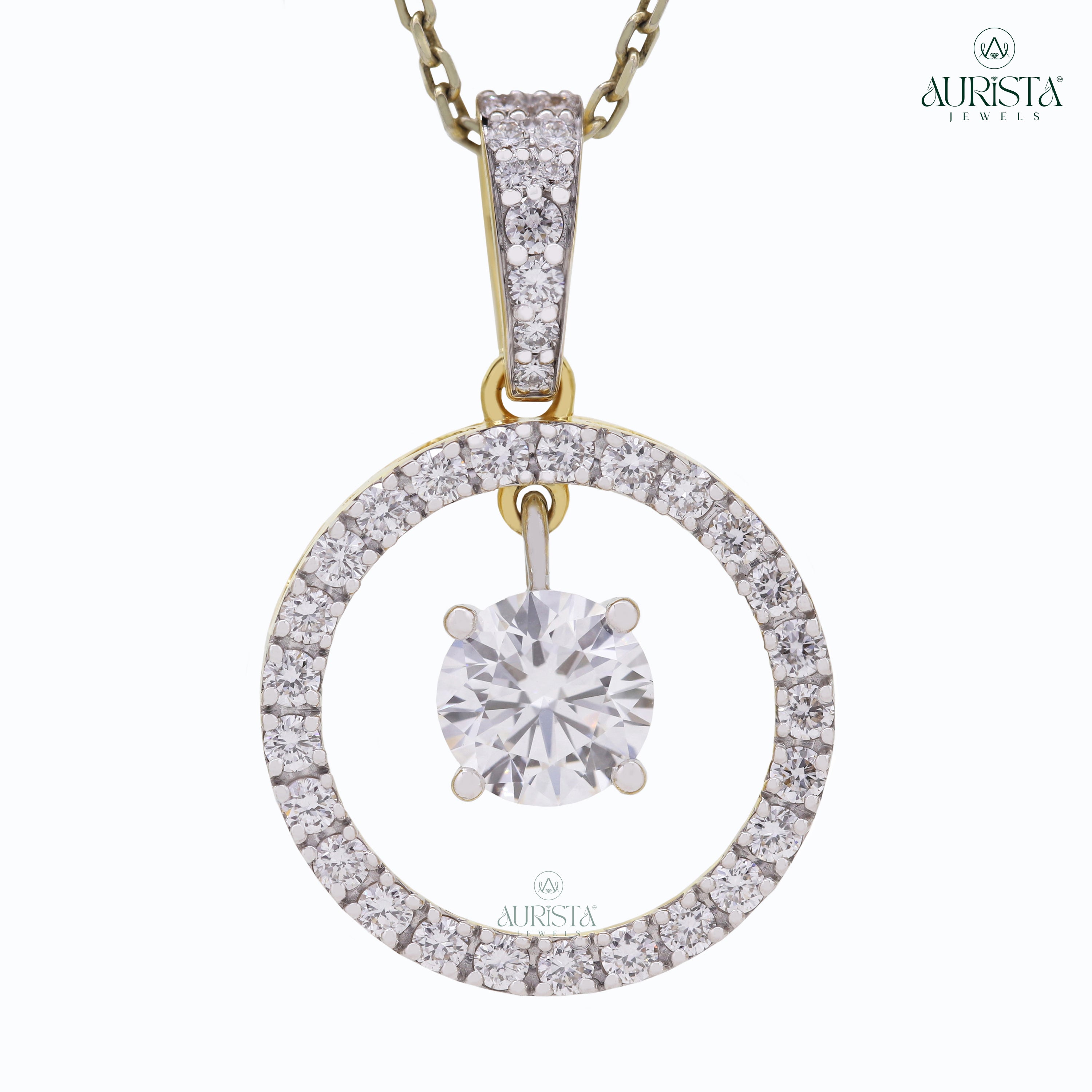 Celestial Glow Solitaire Diamond Pendant in Yellow Gold