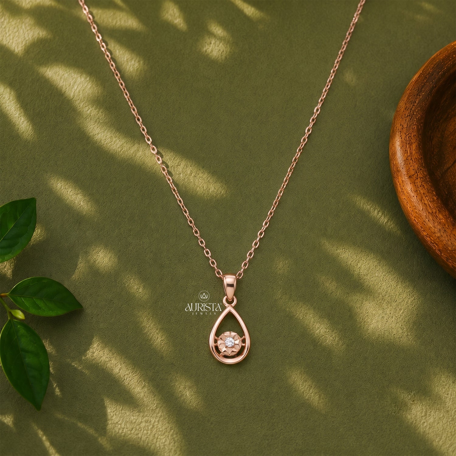 Moissanite Teardrop Necklace, Rose Gold Solitaire Pendant, Minimalist Bridal Jewelry