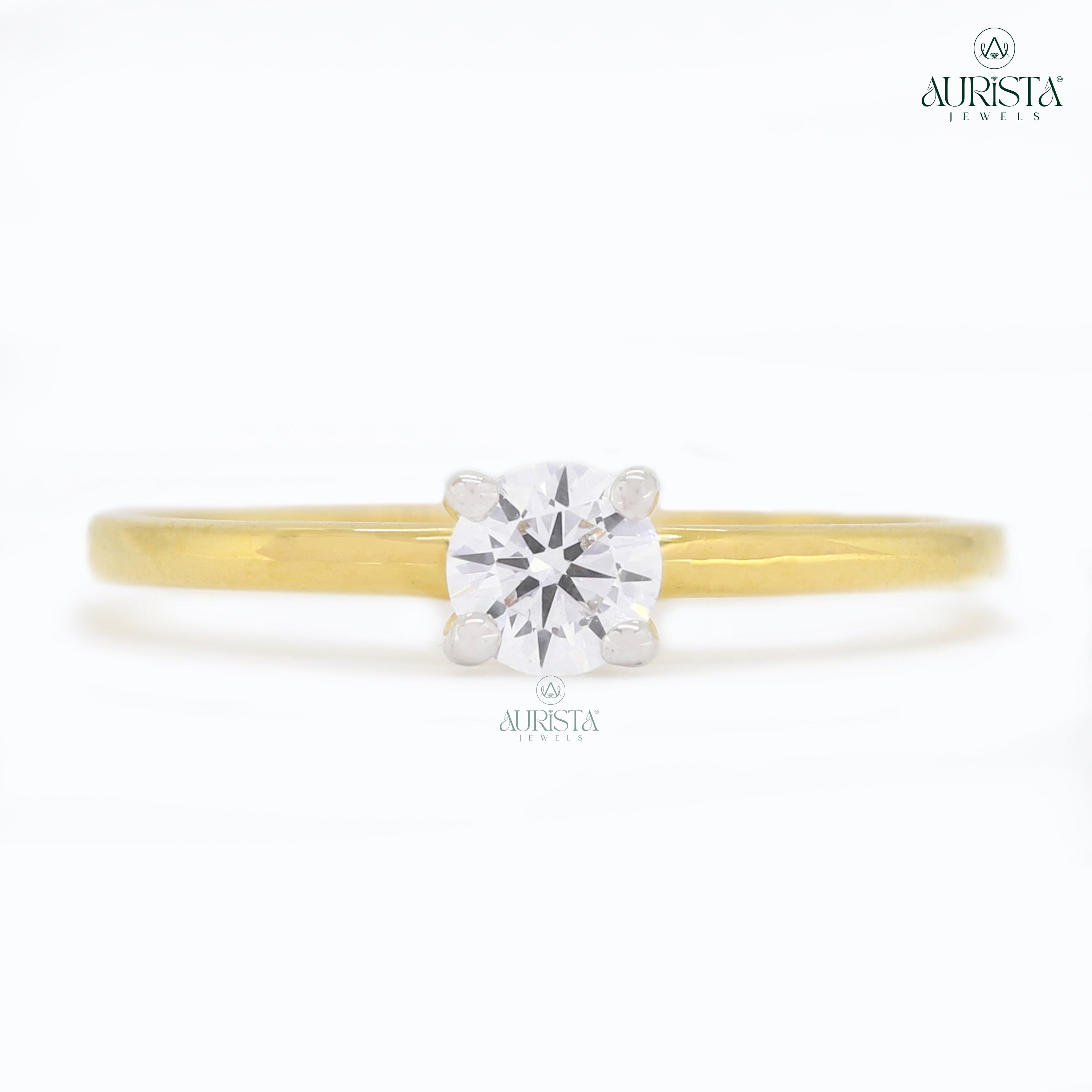 Hold Forever Close- Yellow Gold Ring with Round White Diamond