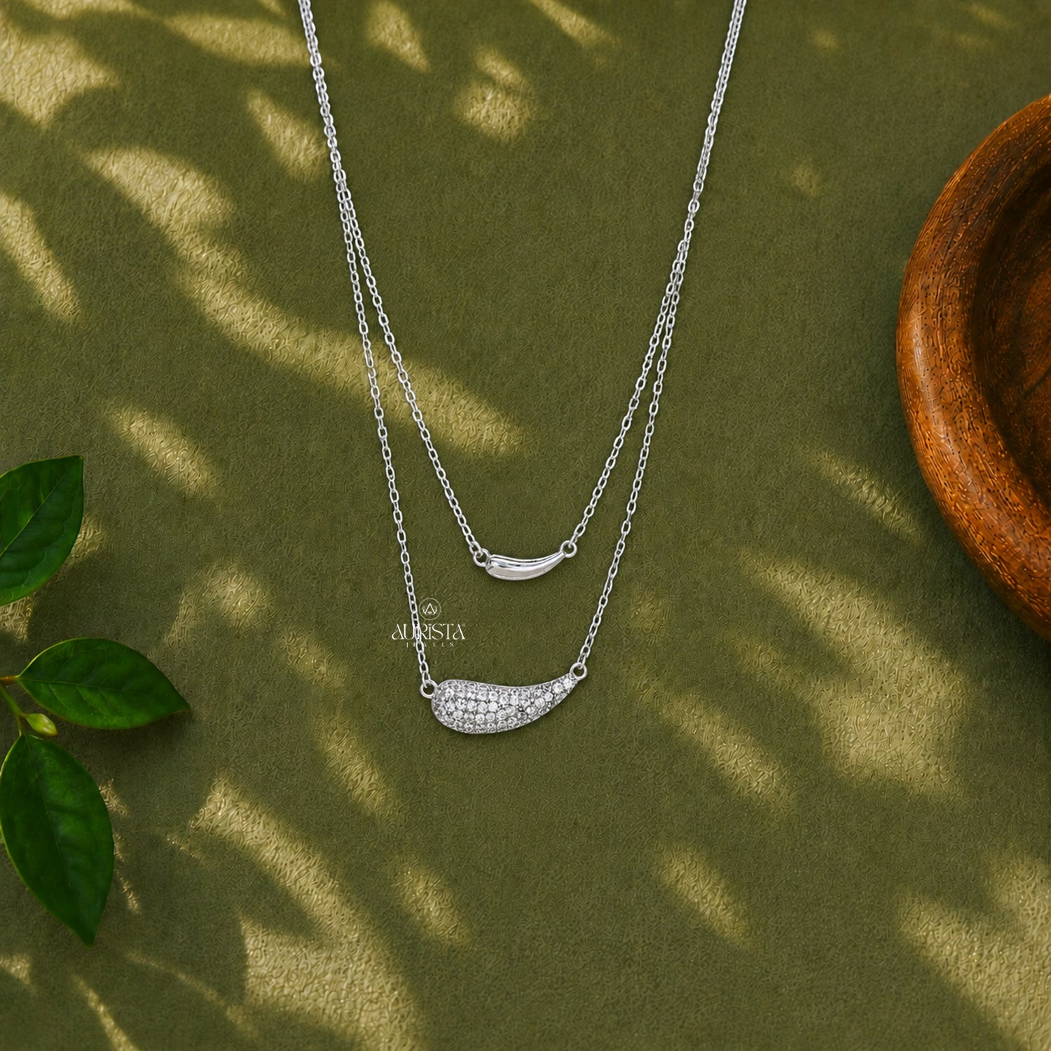 Double Strand Moissanite Necklace Layered Silver Teardrop Pendant Minimalist Jewelry