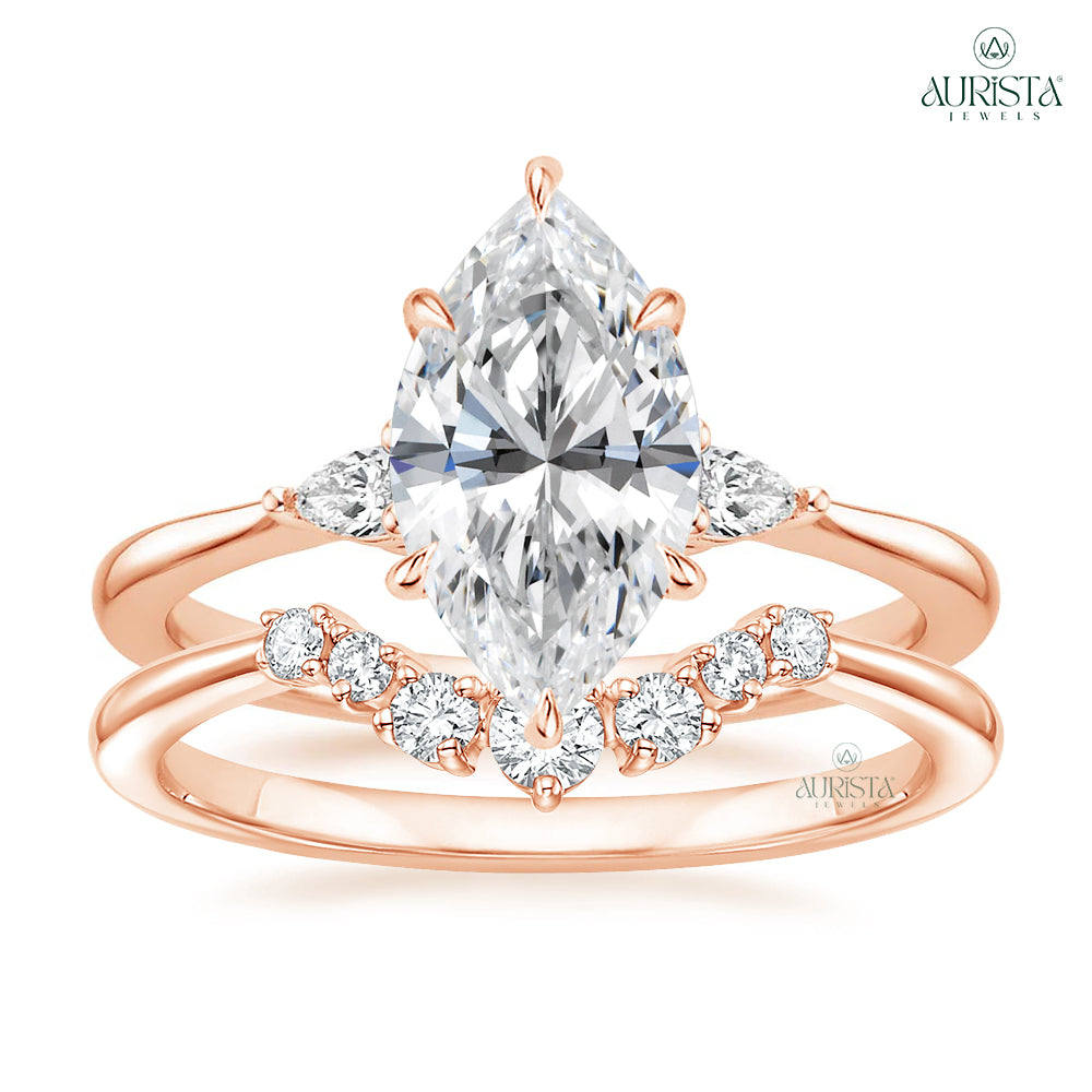 Crown Eternal Rose Gold Ring with Marquise Diamond
