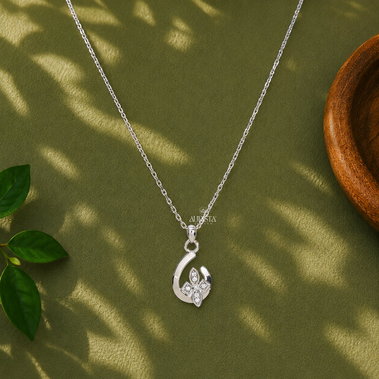 Moissanite Flower Pendant, Sterling Silver Necklace, Floral Minimalist Jewelry Gift
