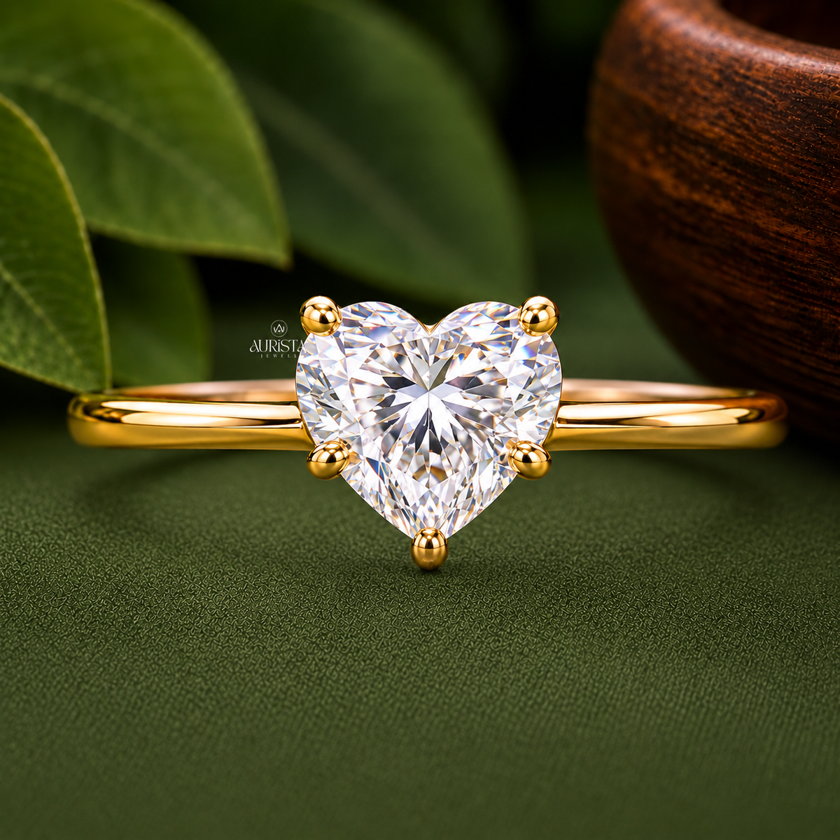 Heart Shape Lab Grown Diamond Ring, Minimalist Engagement Wedding Ring Solitaire Band