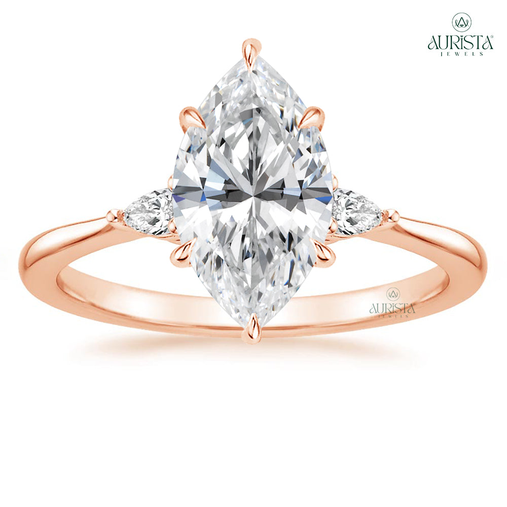 Crown Eternal Rose Gold Ring with Marquise Diamond