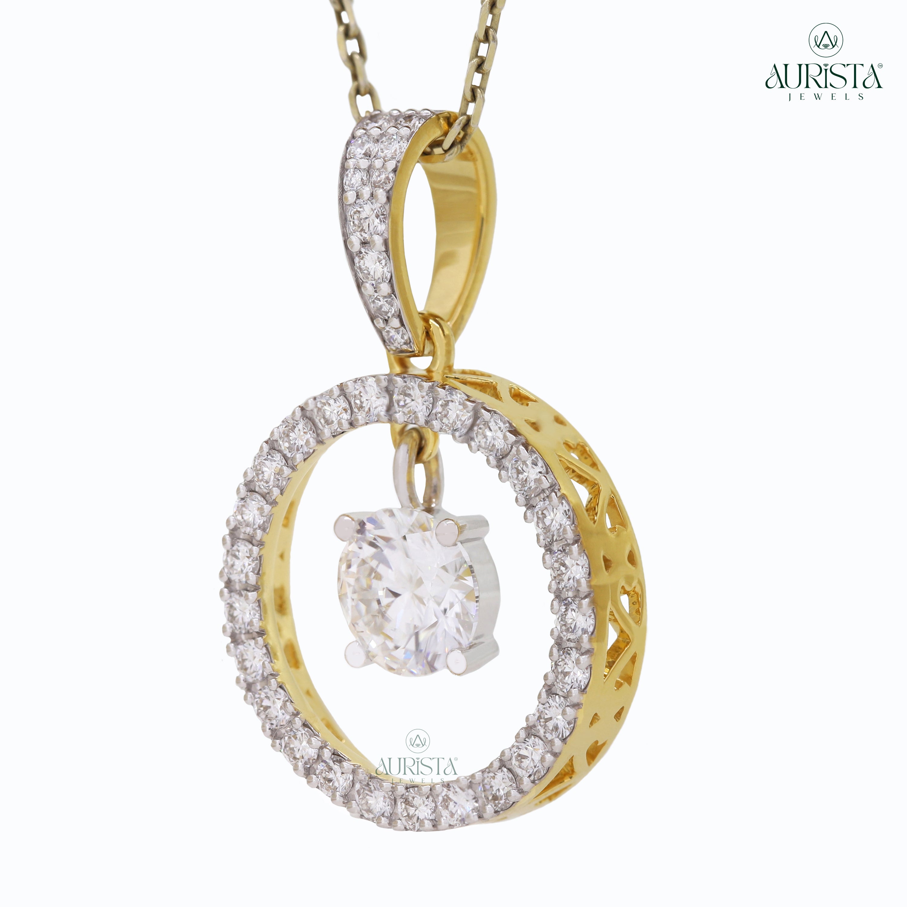 Celestial Glow Solitaire Diamond Pendant in Yellow Gold
