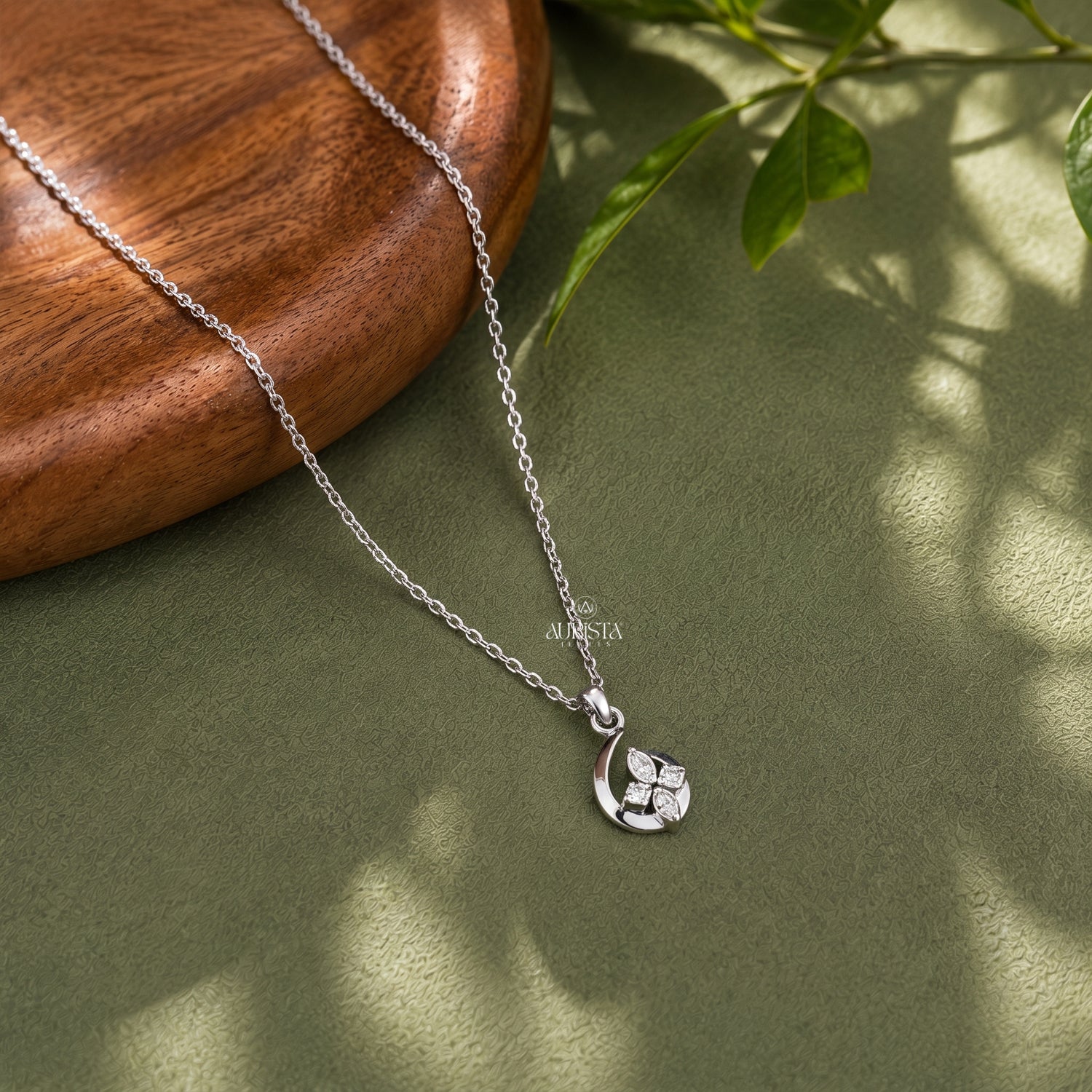 Moissanite Flower Pendant, Sterling Silver Necklace, Floral Minimalist Jewelry Gift