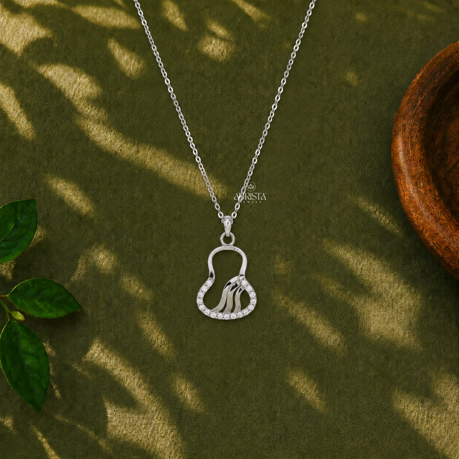 Gourd Moissanite Necklace Set Silver Abstract Pendant Dainty Studs Minimalist Gift