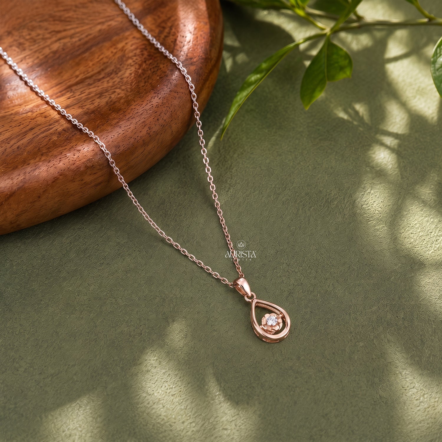 Moissanite Teardrop Necklace, Rose Gold Solitaire Pendant, Minimalist Bridal Jewelry