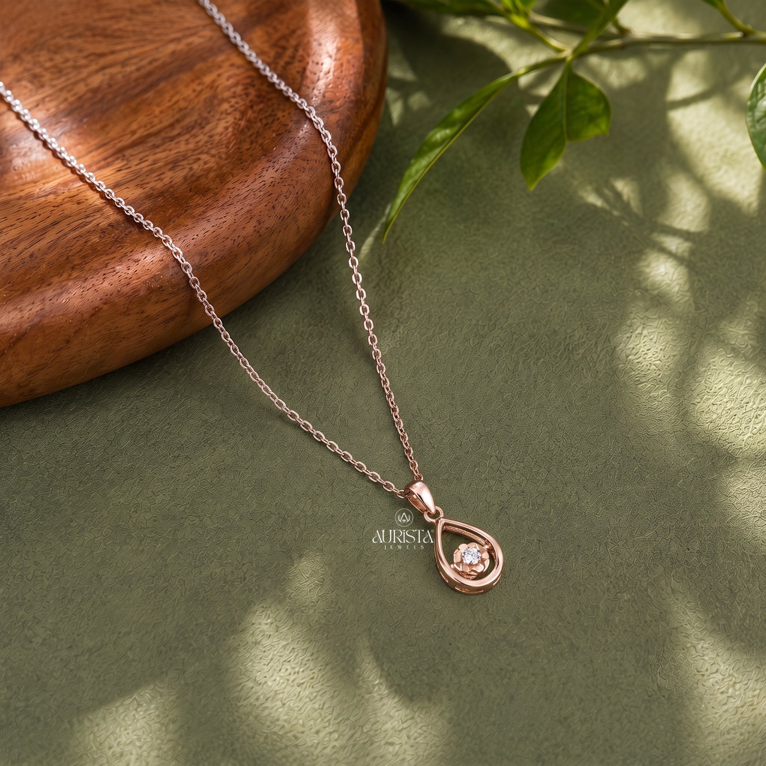 Moissanite Teardrop Necklace, Rose Gold Solitaire Pendant, Minimalist Bridal Jewelry