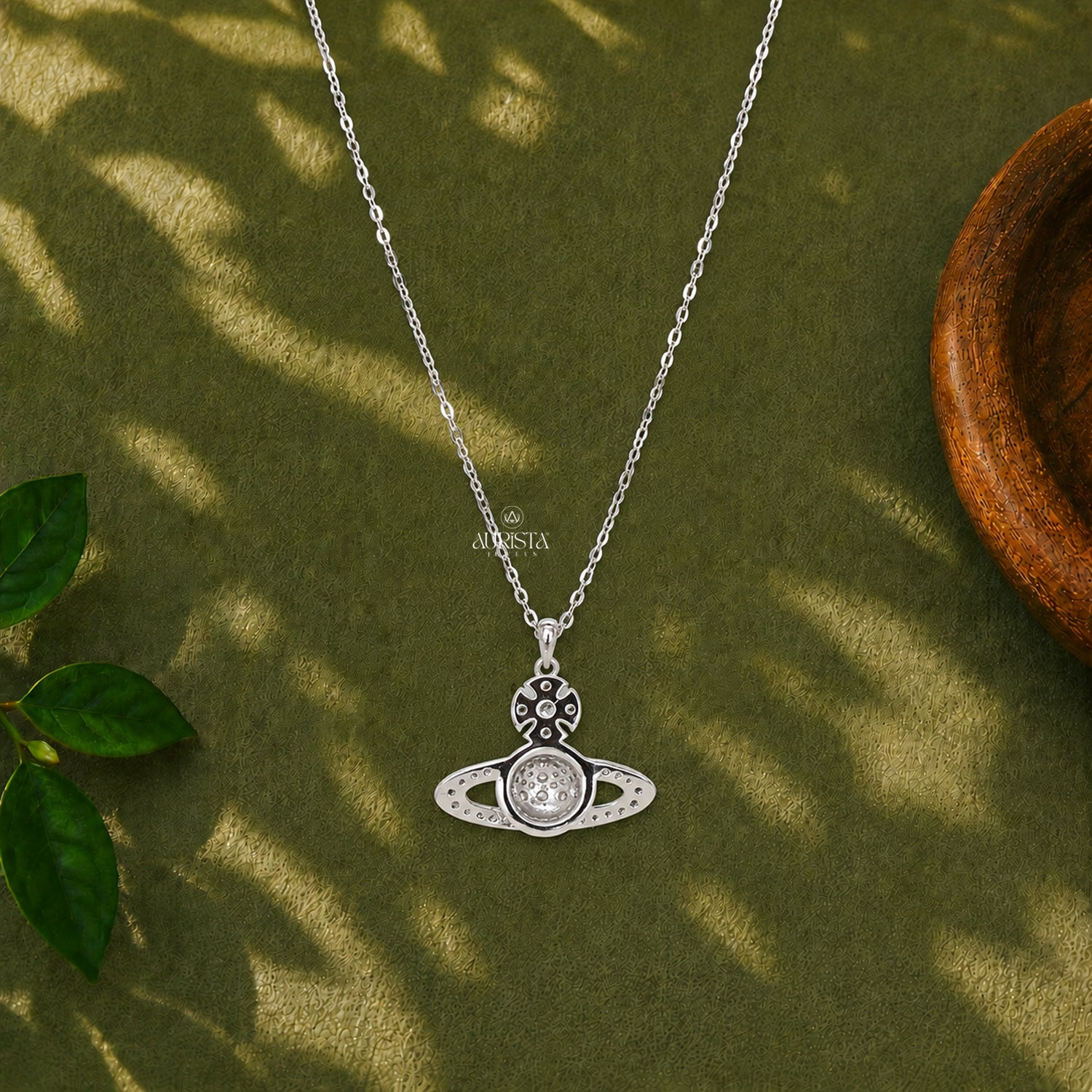 Saturn Planet Moissanite Necklace Dainty Silver Celestial Pendant Jewelry Gift Her