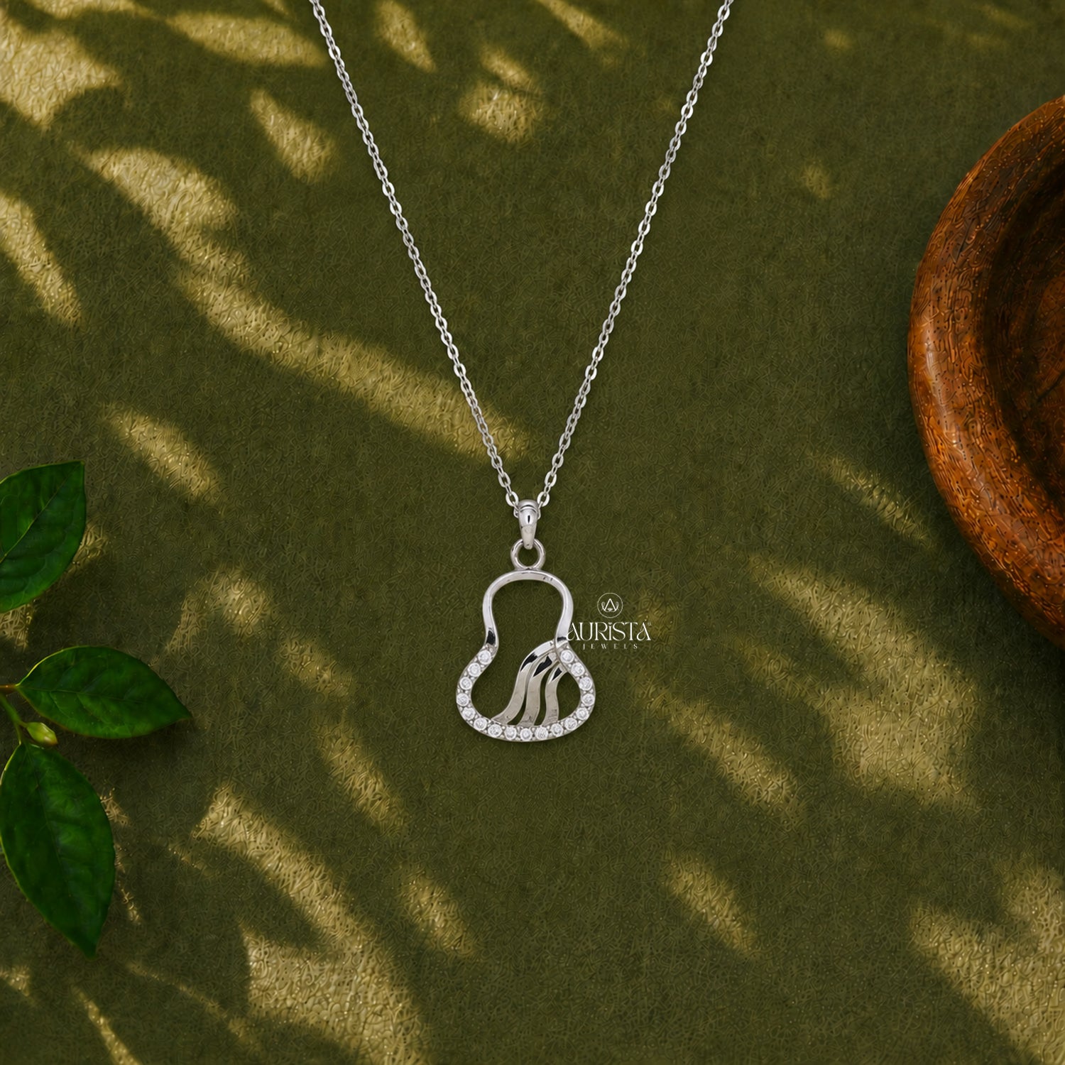 Gourd Moissanite Necklace Set Silver Abstract Pendant Dainty Studs Minimalist Gift