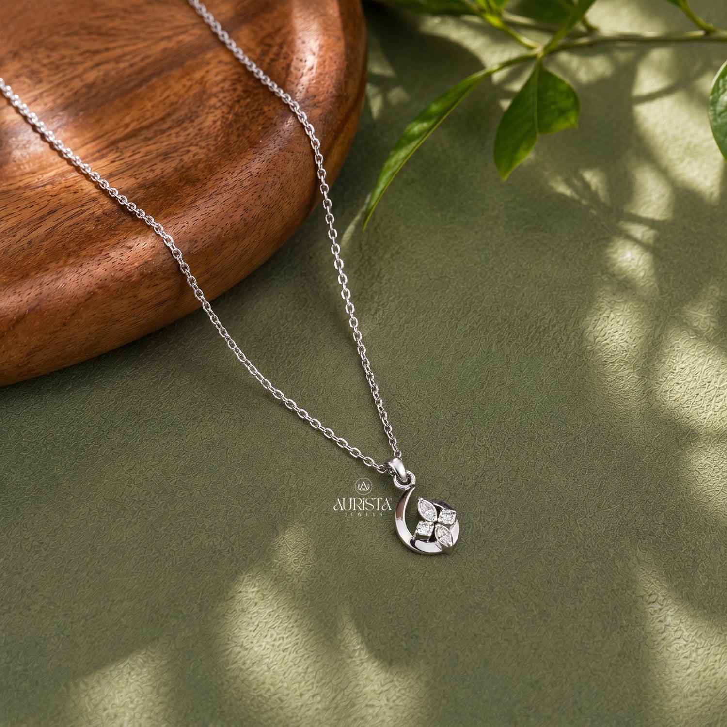 Moissanite Flower Pendant, Sterling Silver Necklace, Floral Minimalist Jewelry Gift