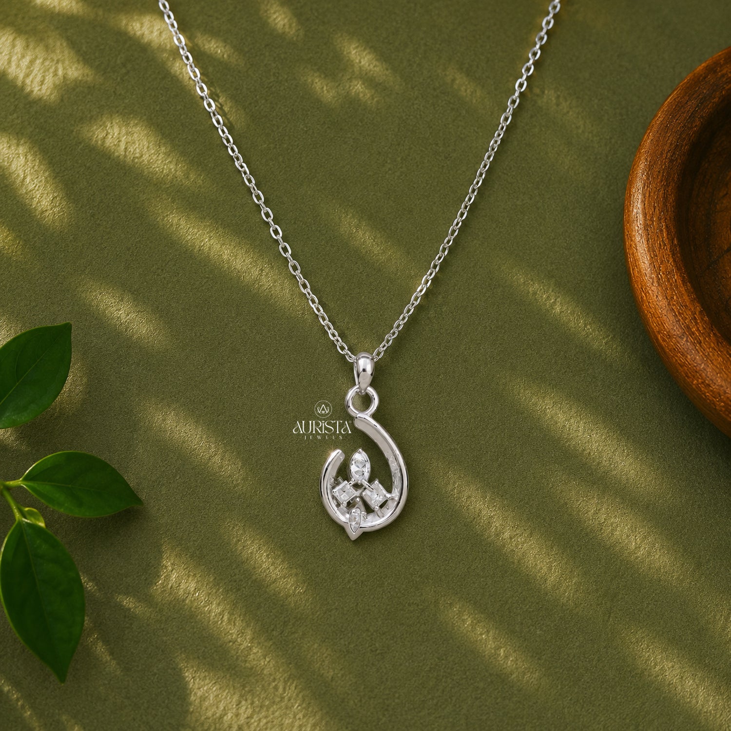 Moissanite Flower Pendant, Sterling Silver Necklace, Floral Minimalist Jewelry Gift