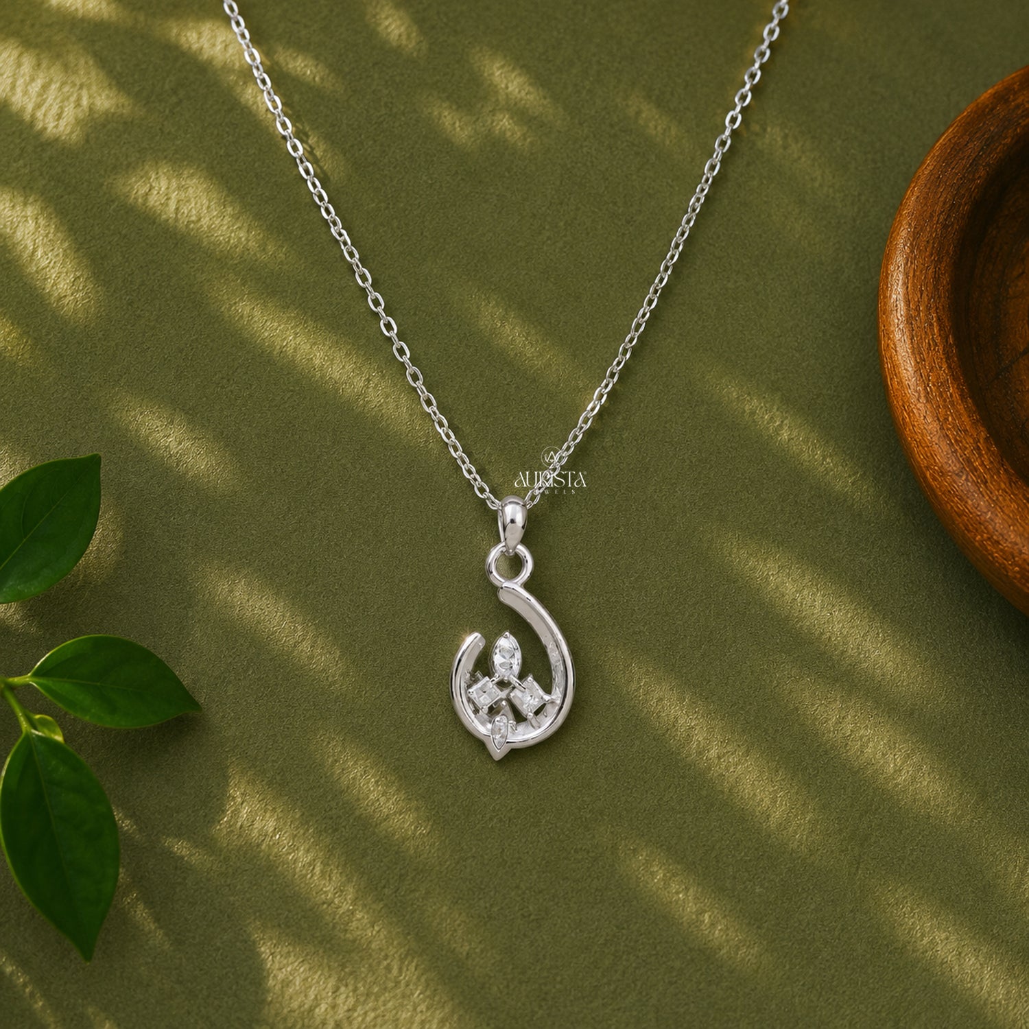 Moissanite Flower Pendant, Sterling Silver Necklace, Floral Minimalist Jewelry Gift
