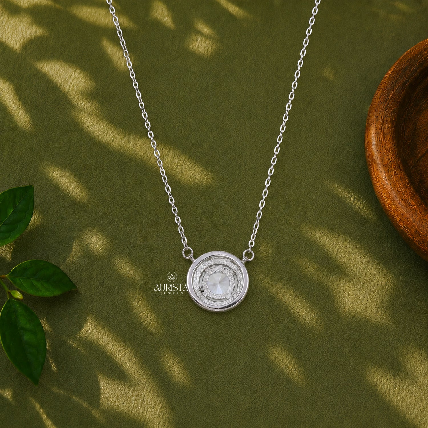 Round Moissanite Halo Pendant, Silver Diamond Necklace, Minimalist Bridal Jewelry Gift