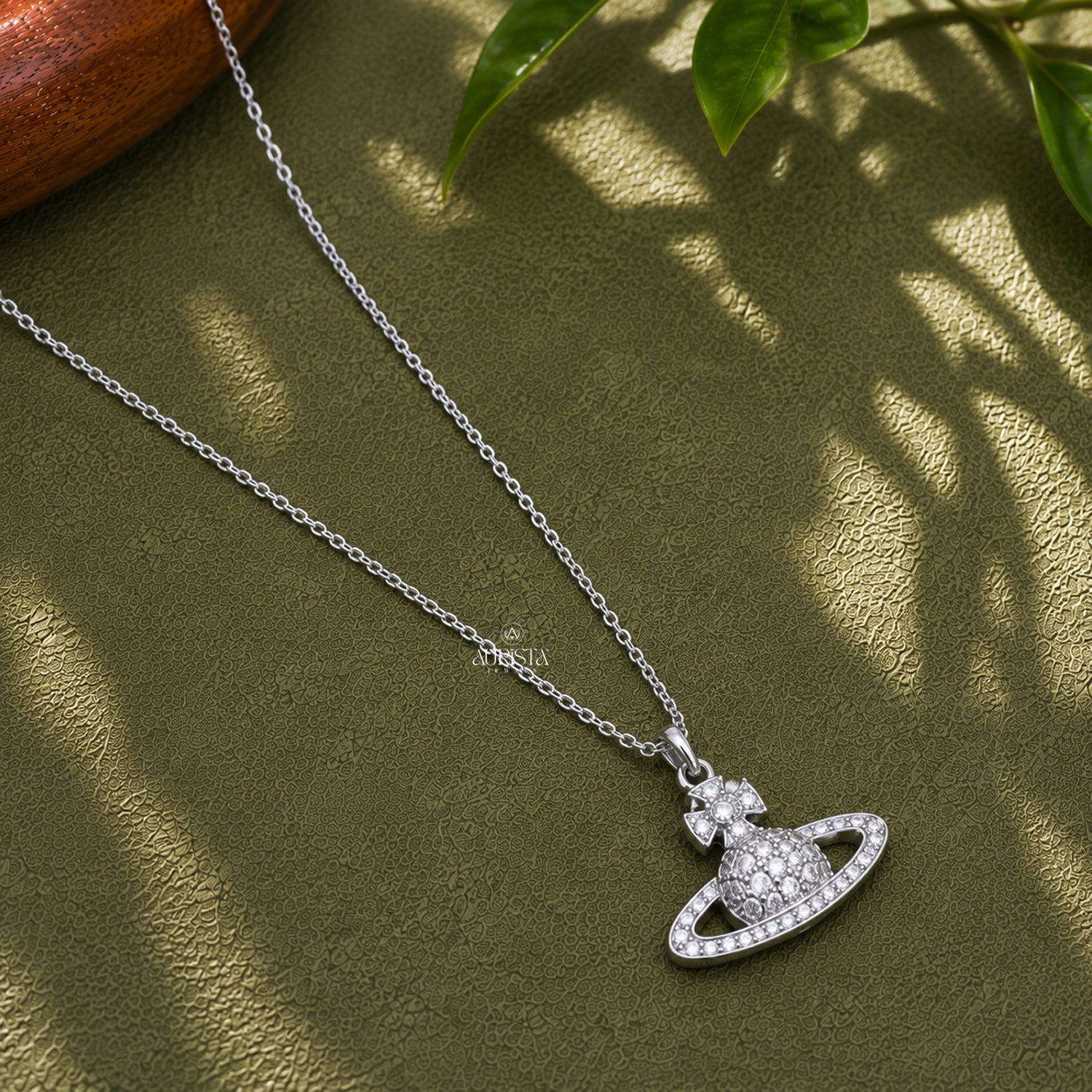 Saturn Planet Moissanite Necklace Dainty Silver Celestial Pendant Jewelry Gift Her