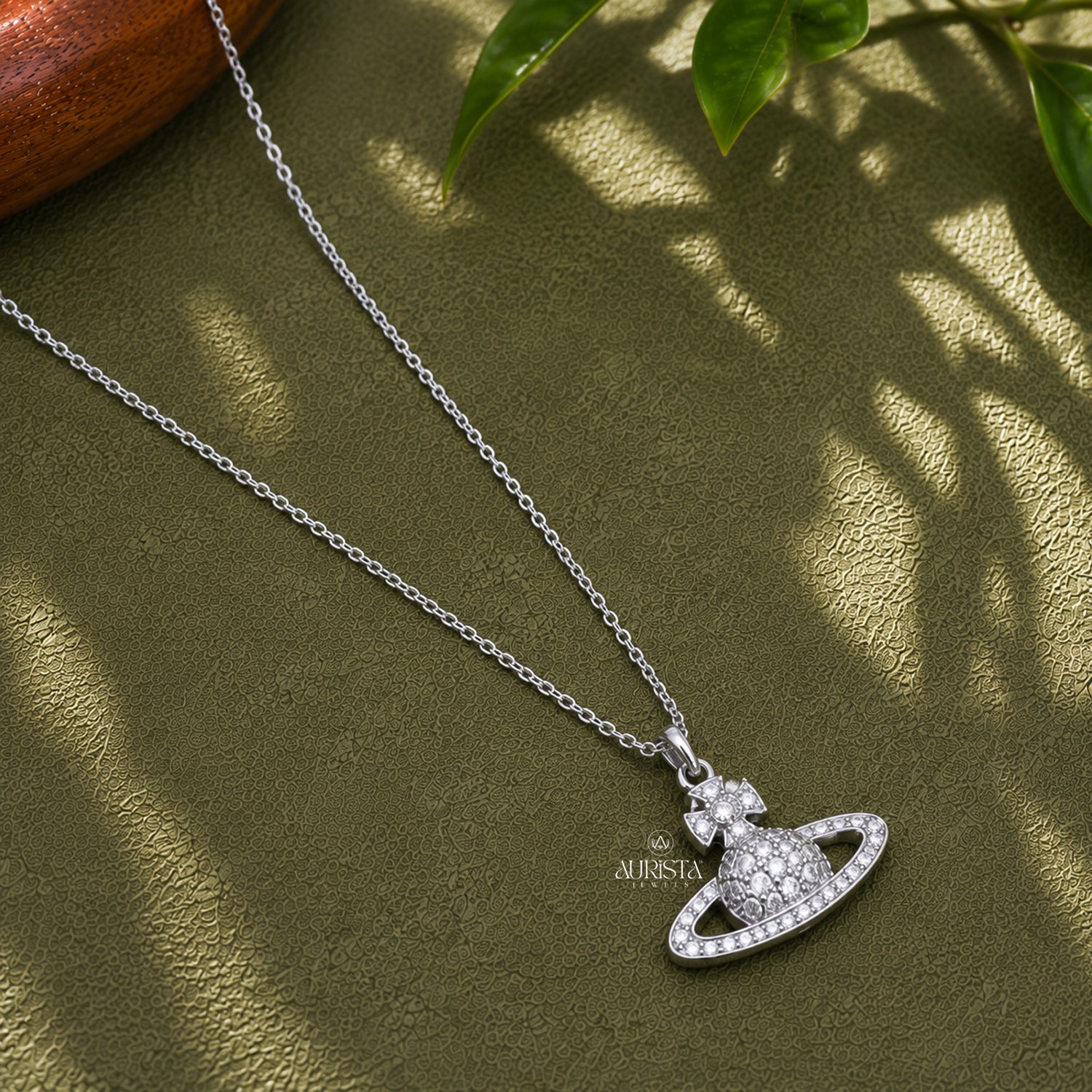 Saturn Planet Moissanite Necklace Dainty Silver Celestial Pendant Jewelry Gift Her