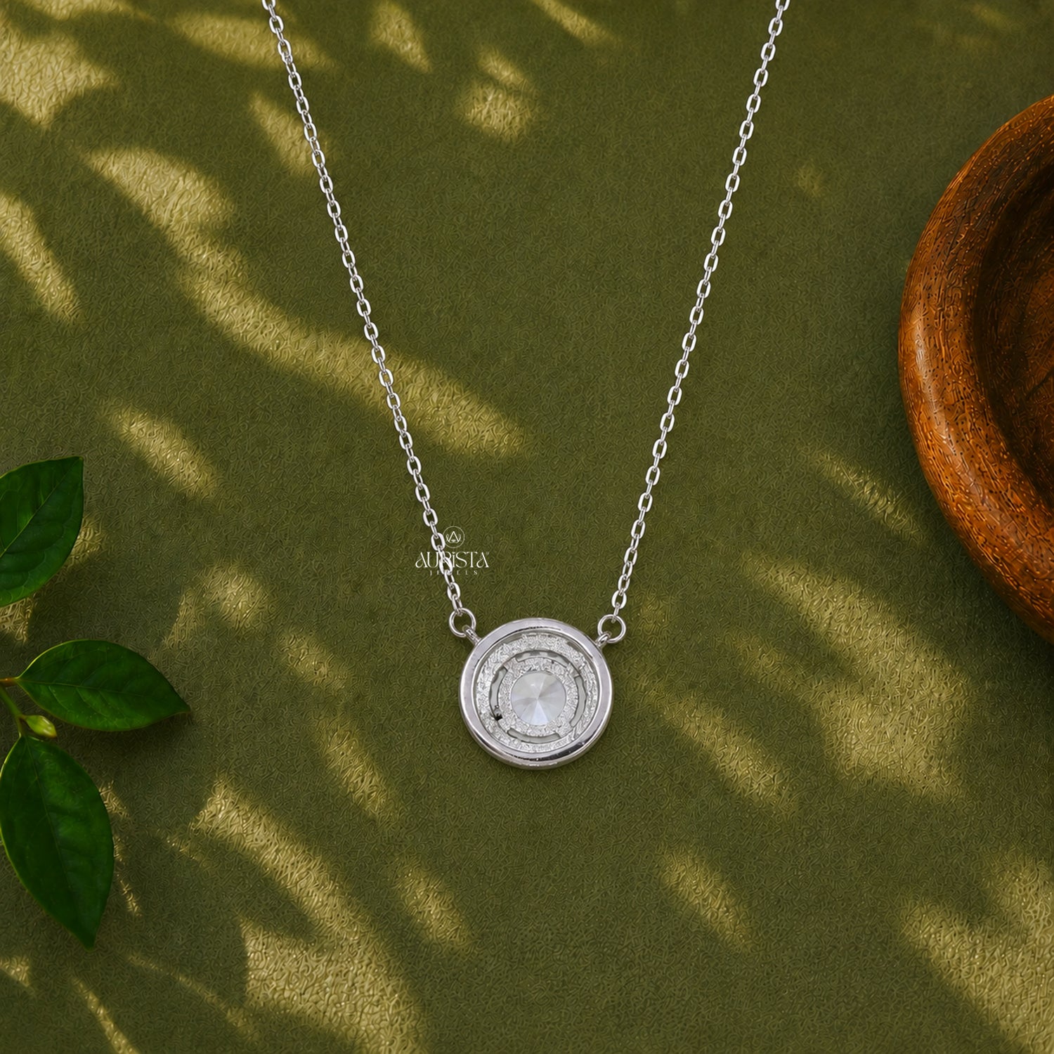 Round Moissanite Halo Pendant, Silver Diamond Necklace, Minimalist Bridal Jewelry Gift