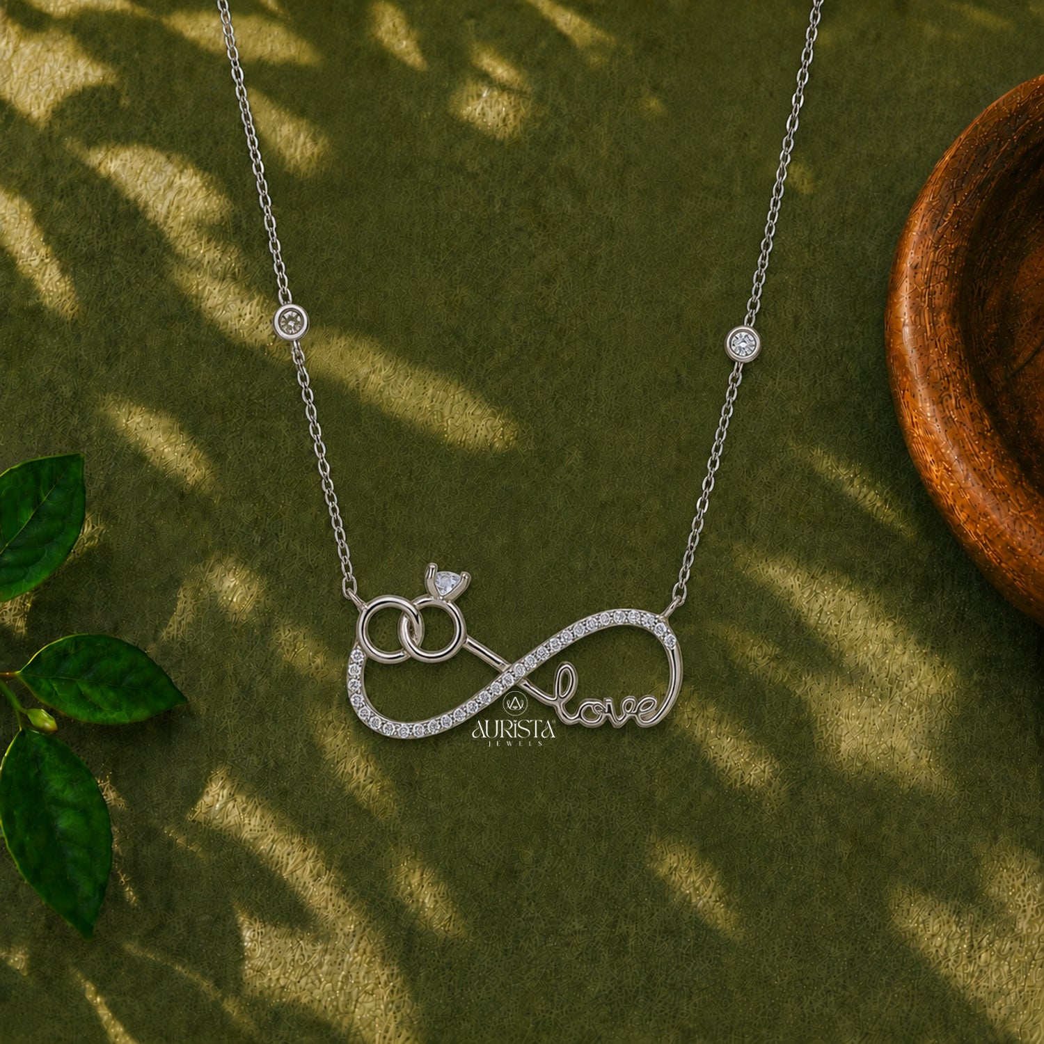 Infinity Love Moissanite Necklace Silver Ring Pendant Personalized Bridal Jewelry Gift