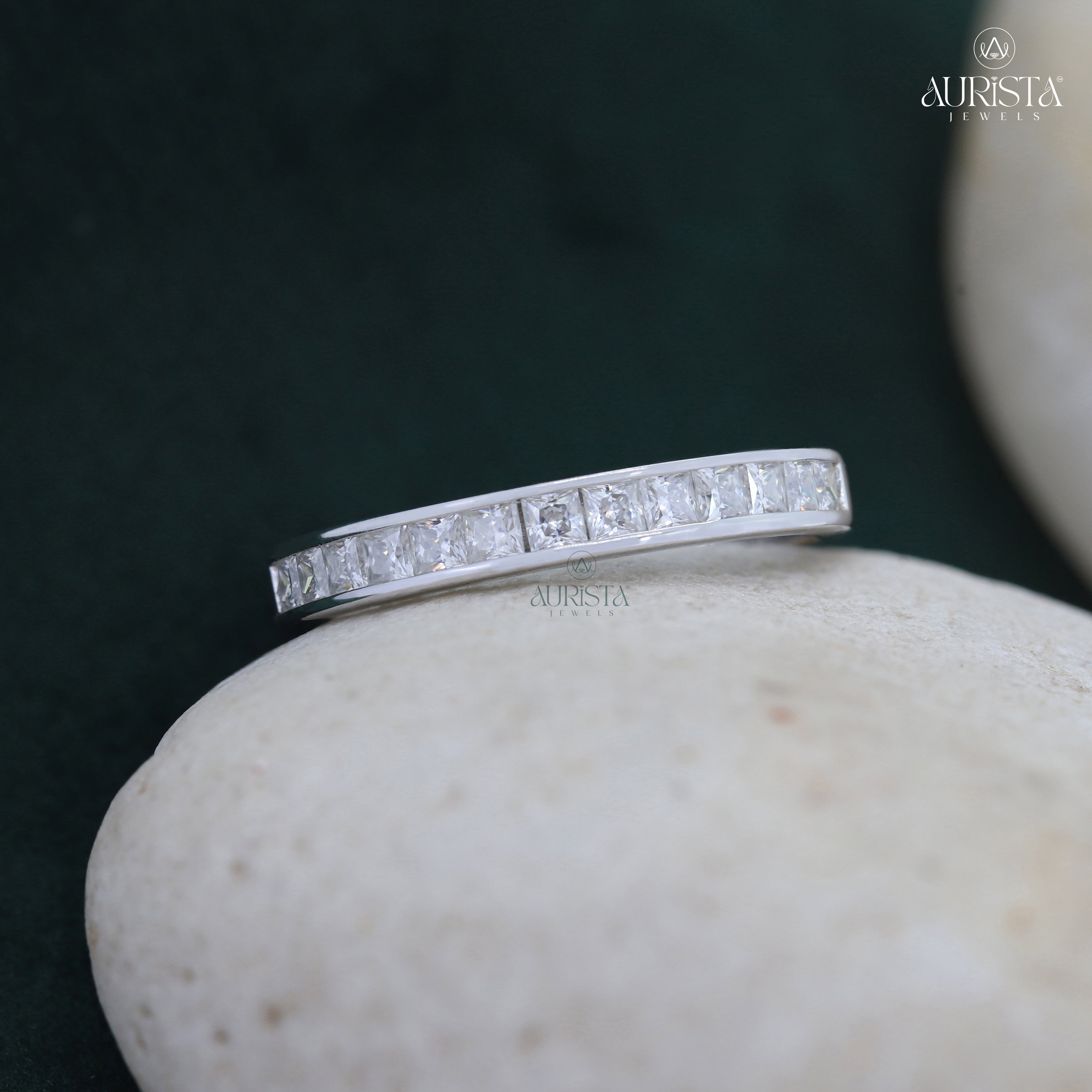 Princess Cut Lab Grown Diamond Eternity Band, Channel Set Wedding Ring, Stackable Ring