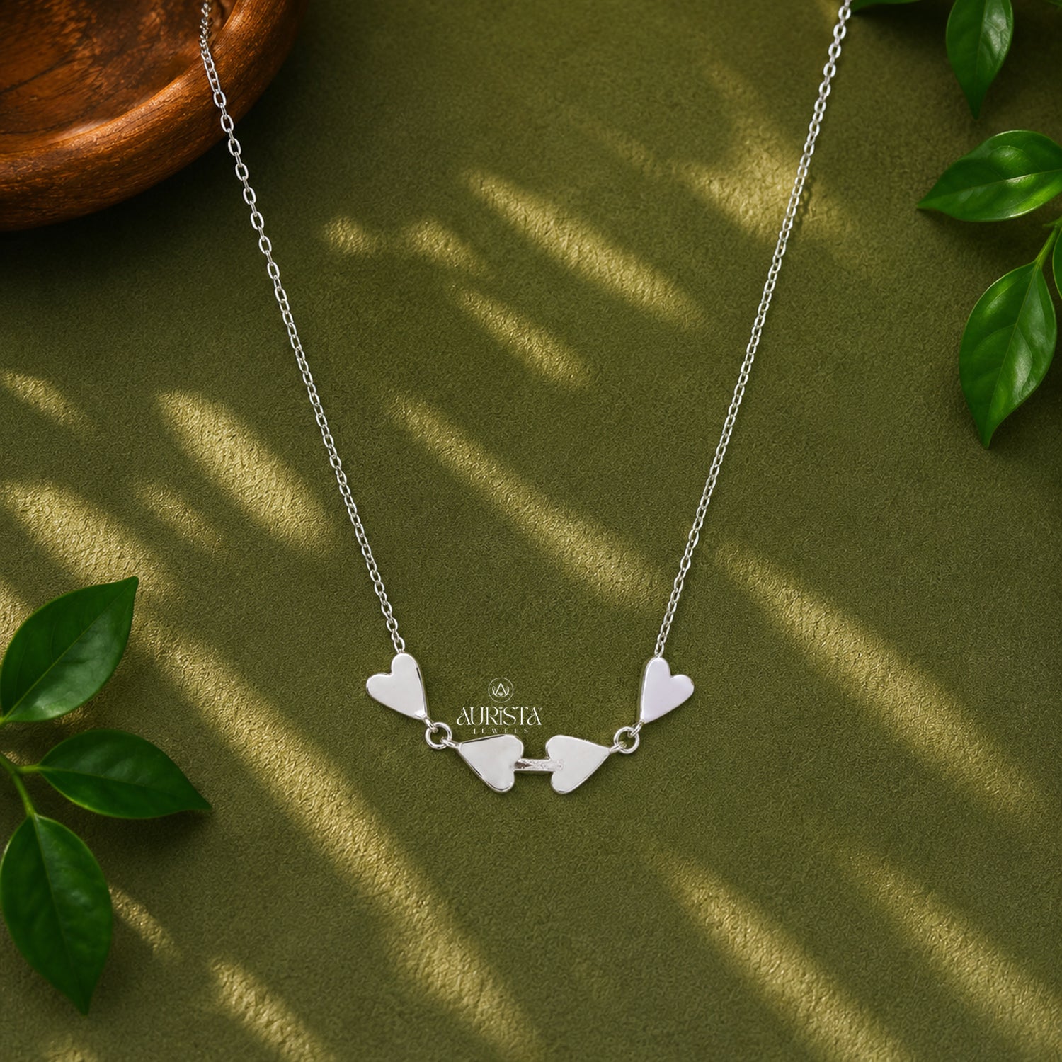 Malachite Heart Necklace, Green Stone Silver Chain, Minimalist Moissanite Gift Idea