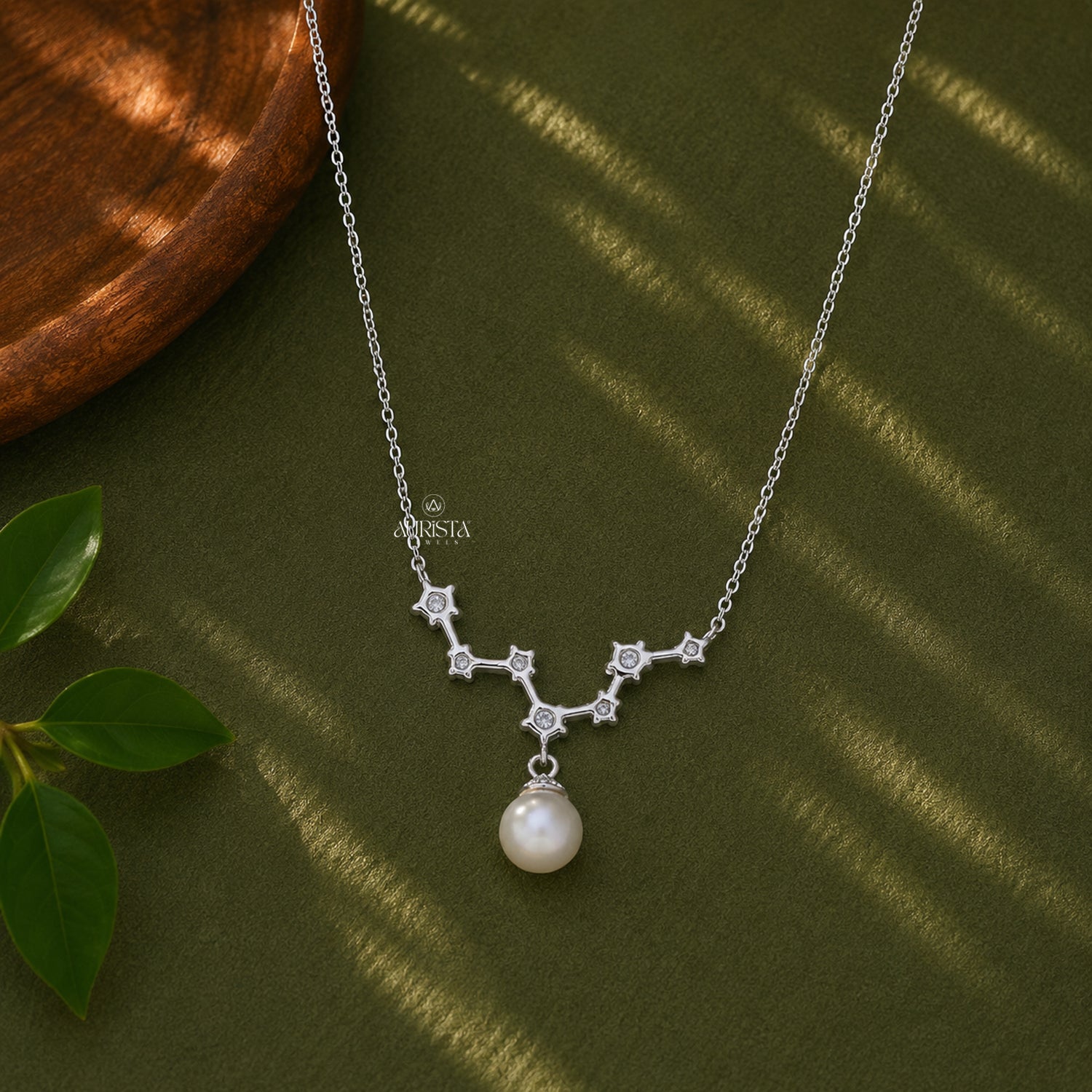 Pearl and Moissanite Necklace, Dainty Silver Floral Pendant, Minimalist Bridal Gift