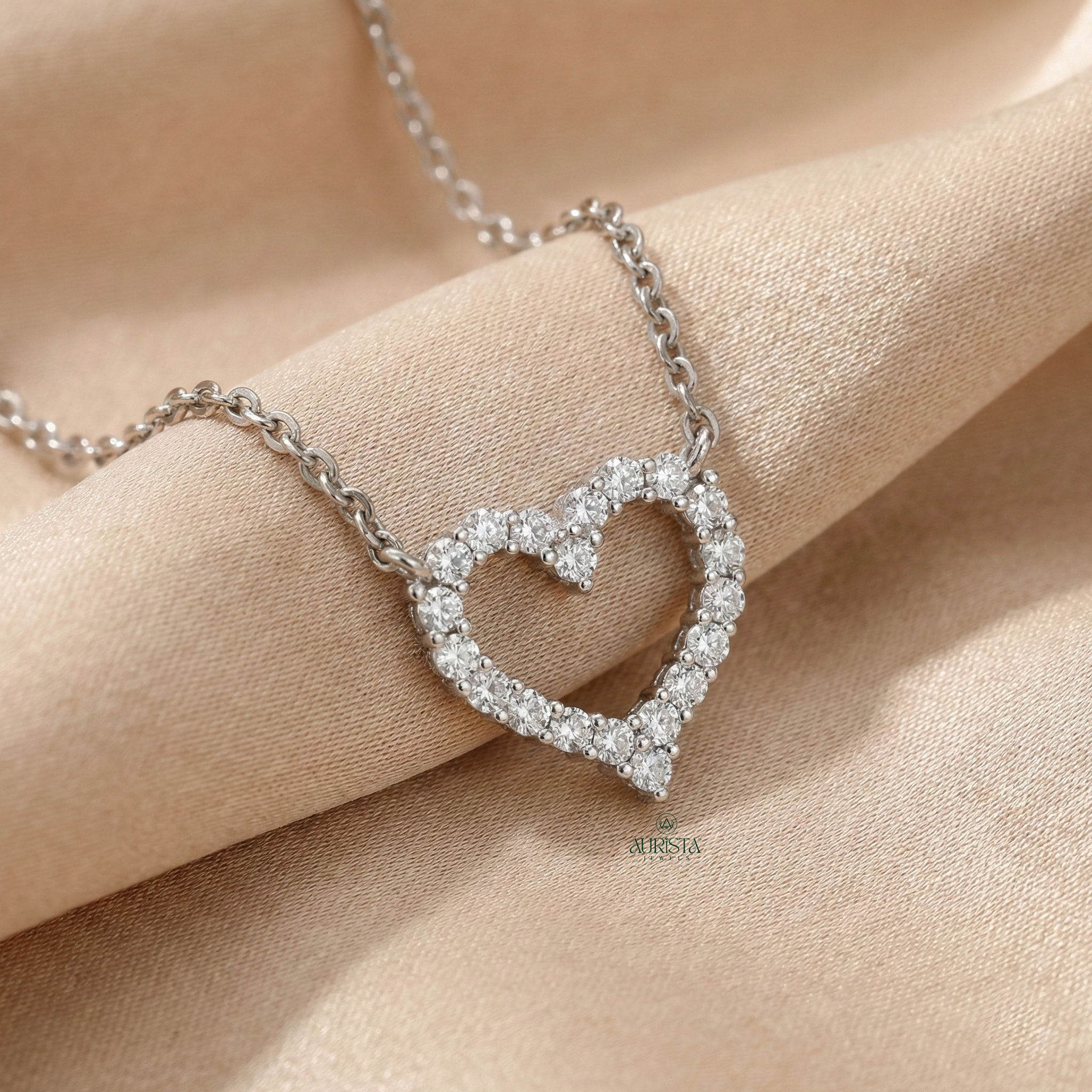 Hold Forever of Round Diamond Pendant in White Gold