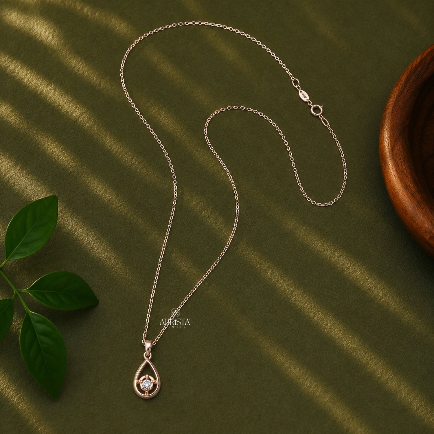 Moissanite Teardrop Necklace, Rose Gold Solitaire Pendant, Minimalist Bridal Jewelry