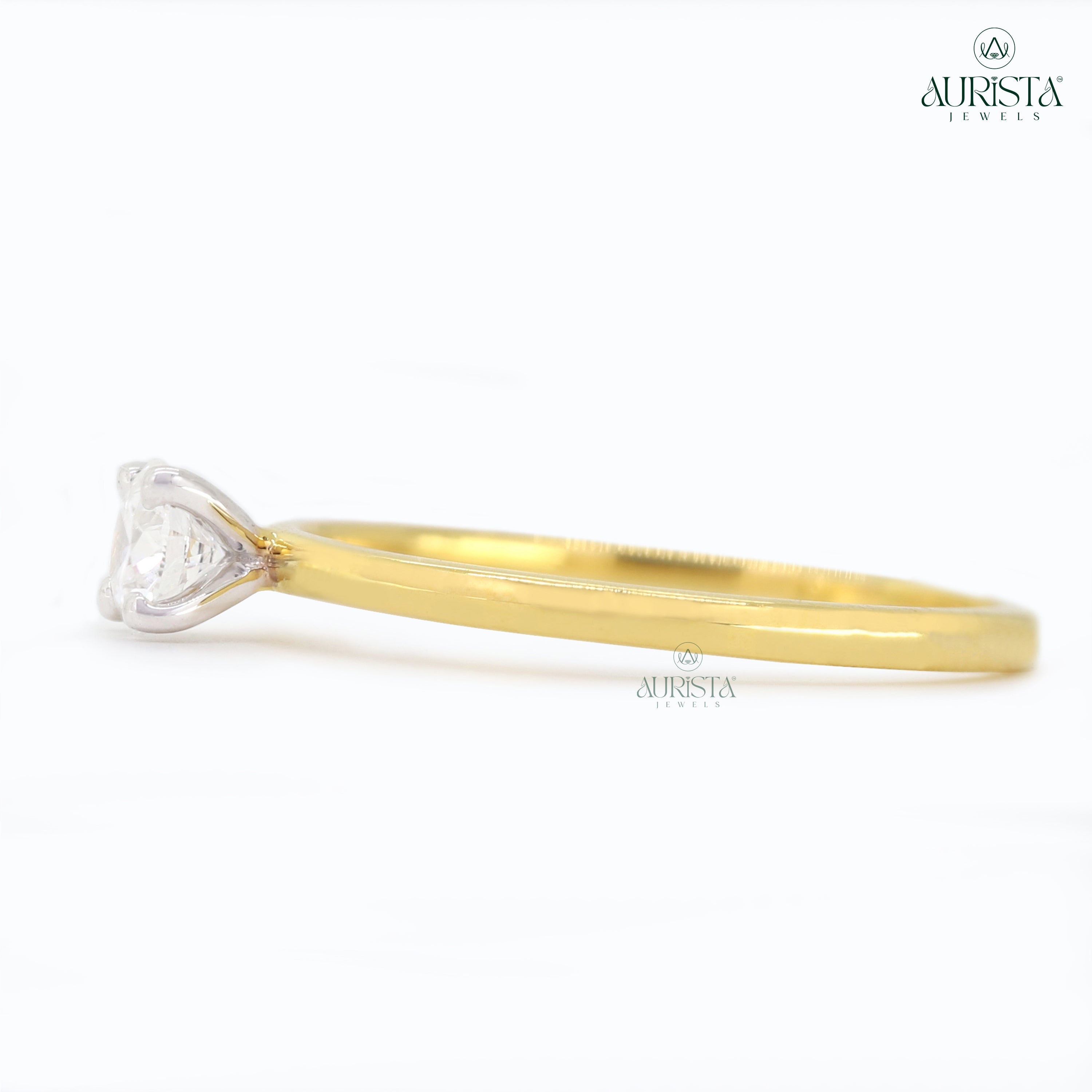 Hold Forever Close- Yellow Gold Ring with Round White Diamond