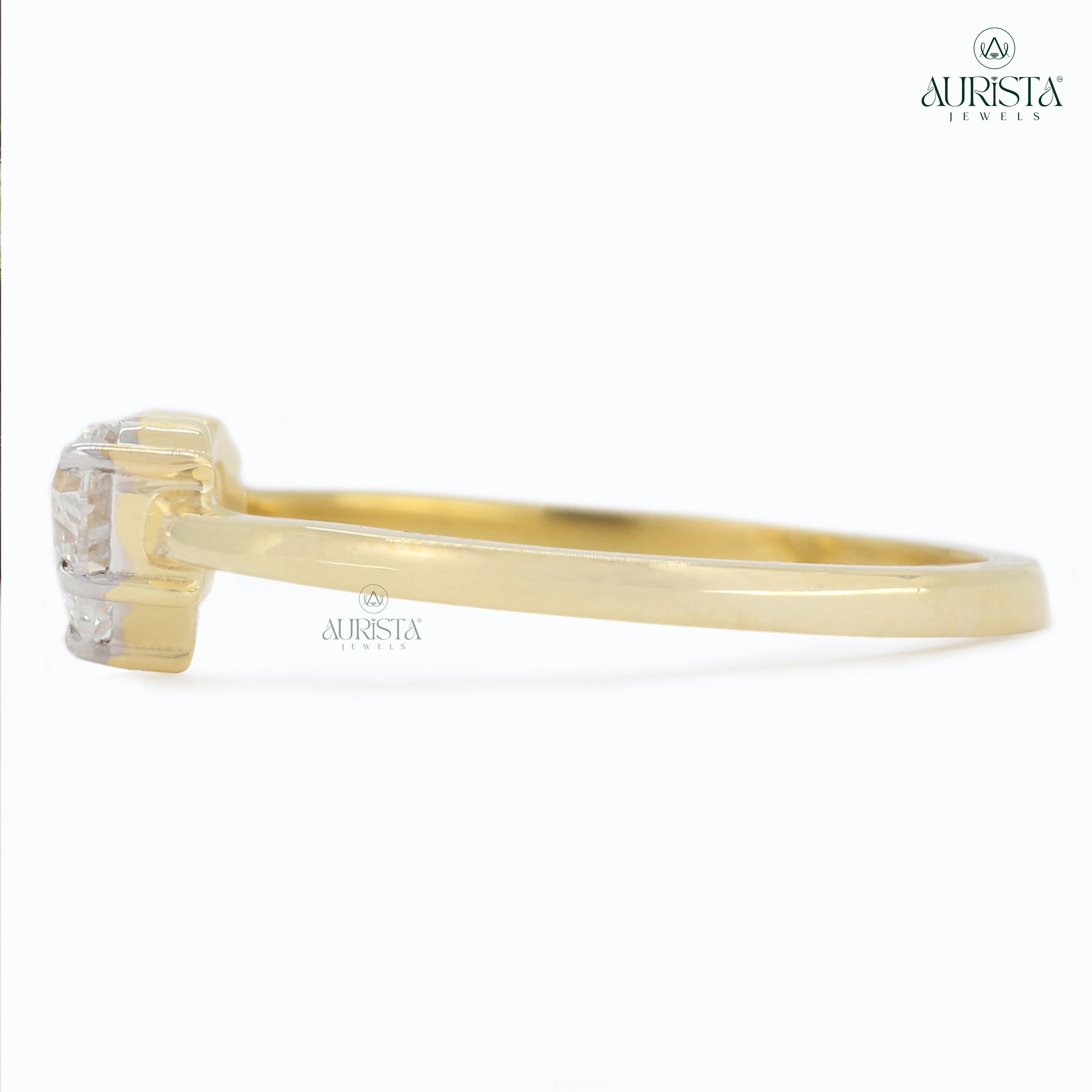 Timeless Vows – Yellow Gold Band with Heart Diamond