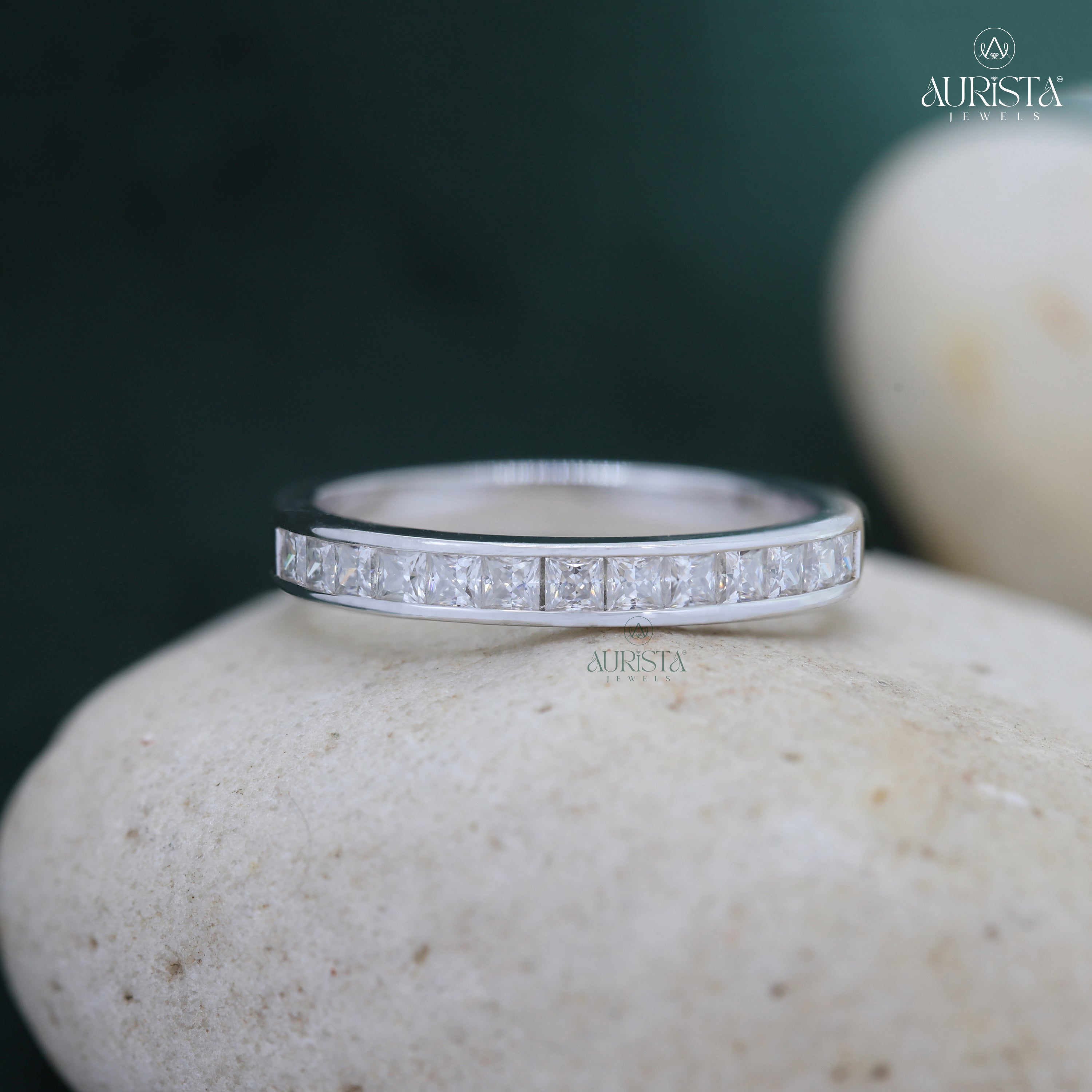 Princess Cut Lab Grown Diamond Eternity Band, Channel Set Wedding Ring, Stackable Ring
