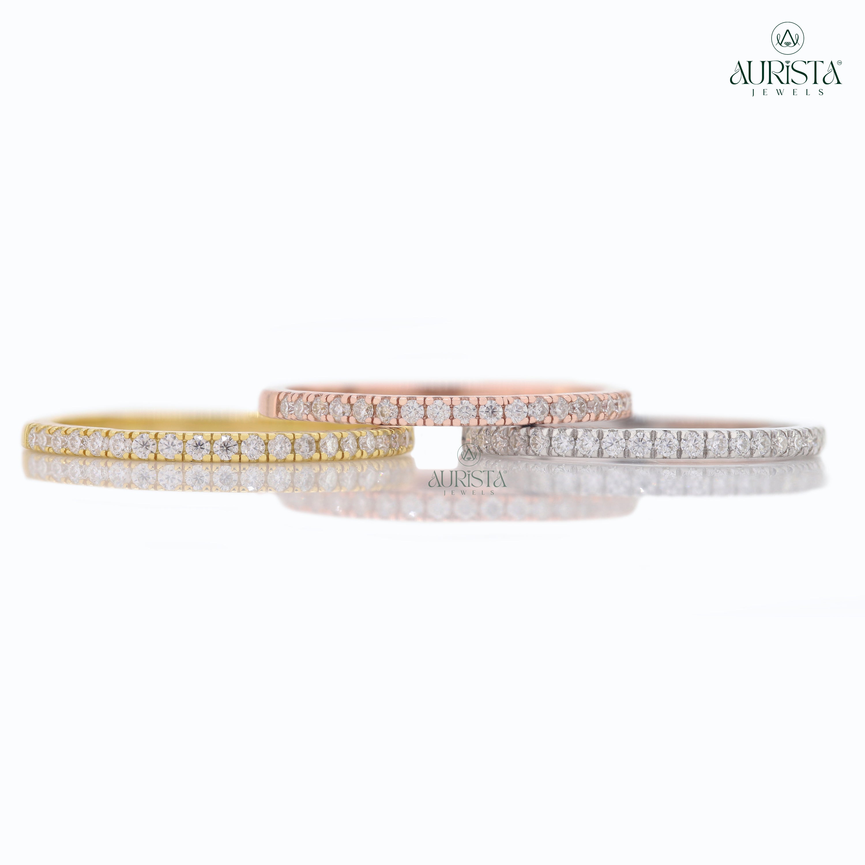 Round cut Lab Grown Diamond Eternity Band, Gold Stackable Ring, Wedding Ring