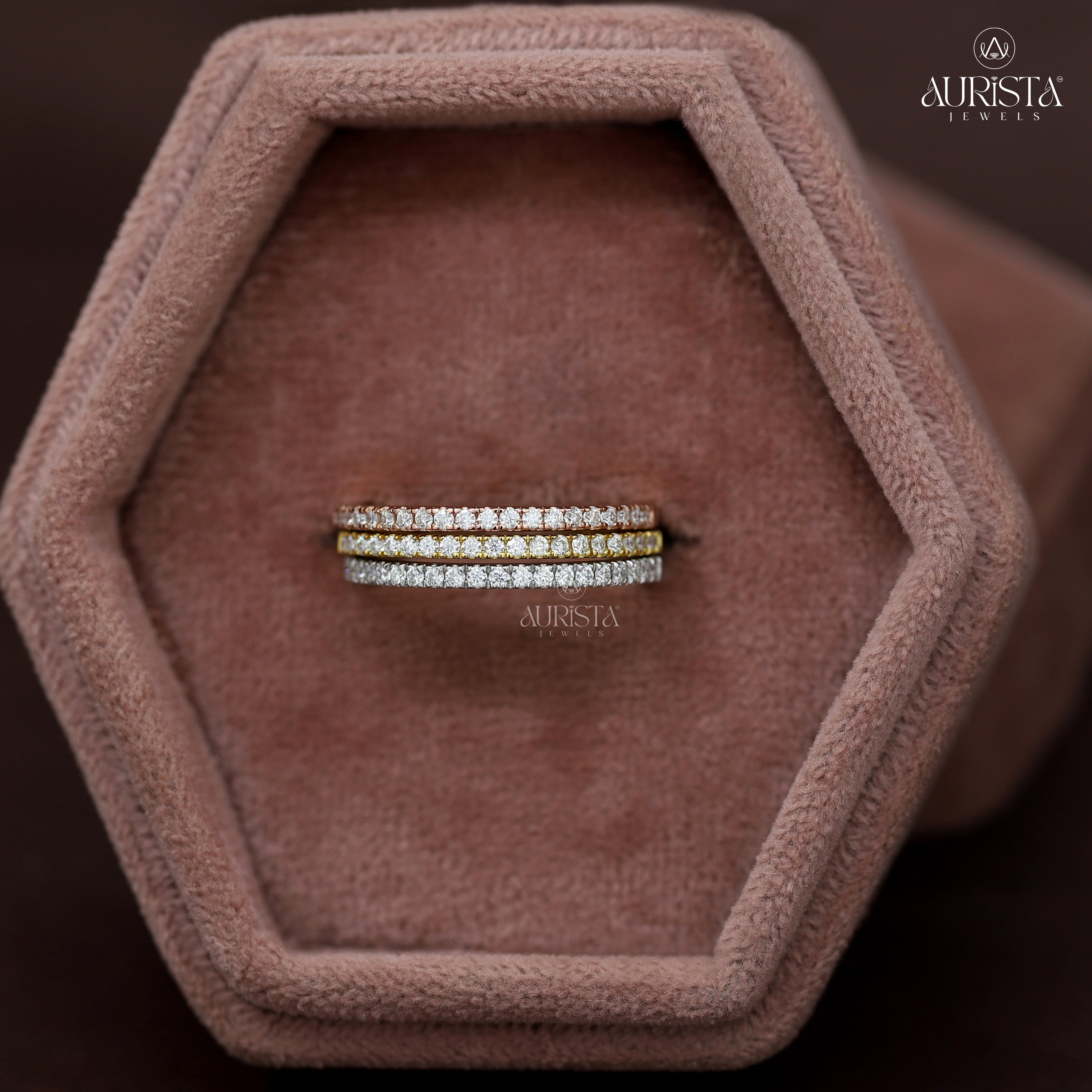 Round cut Lab Grown Diamond Eternity Band, Gold Stackable Ring, Wedding Ring