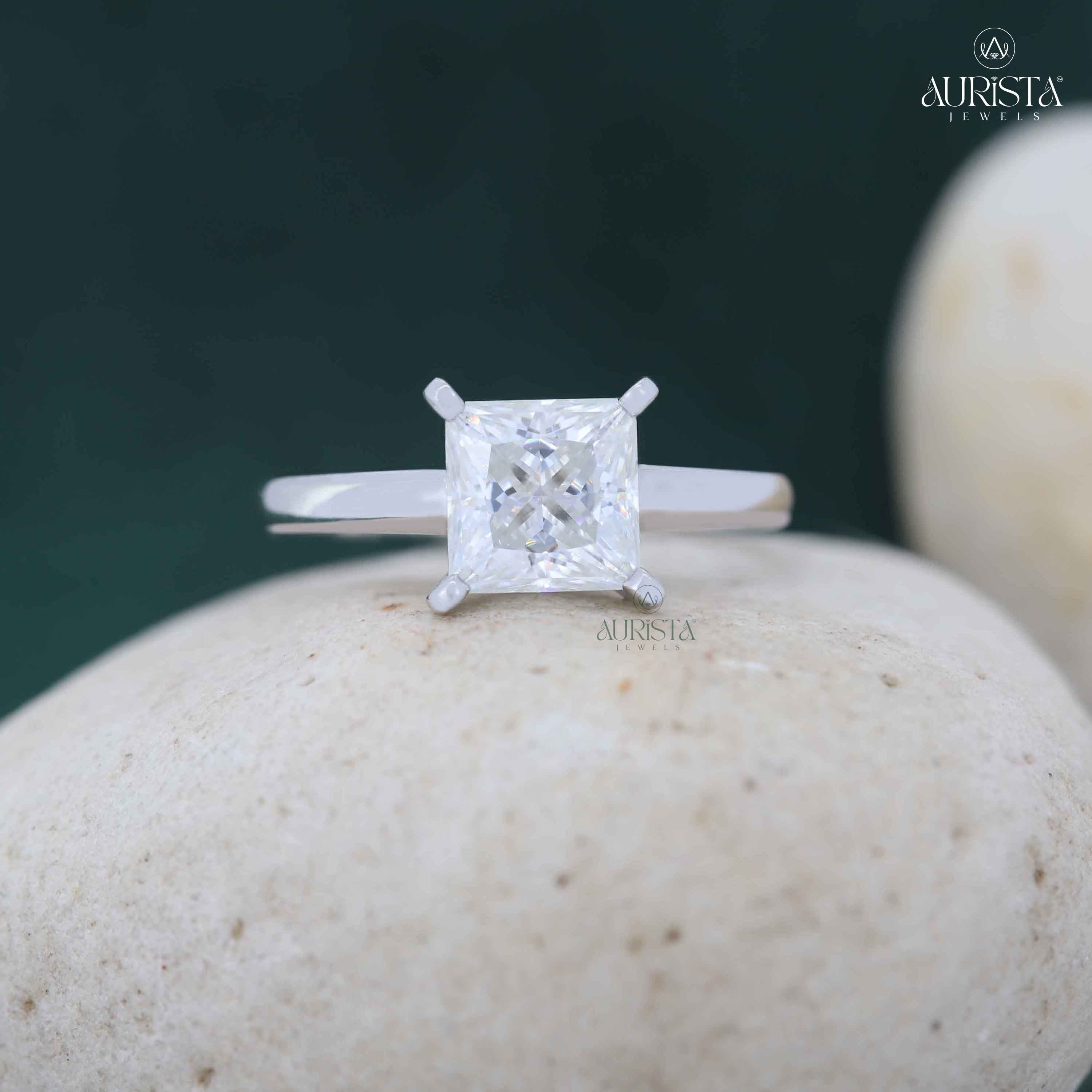 A Spark of Forever – Square White Gold Diamond Ring