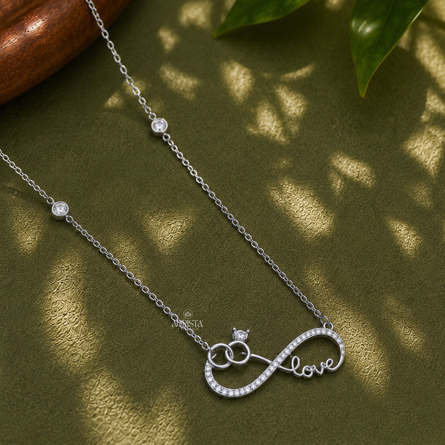 Infinity Love Moissanite Necklace Silver Ring Pendant Personalized Bridal Jewelry Gift
