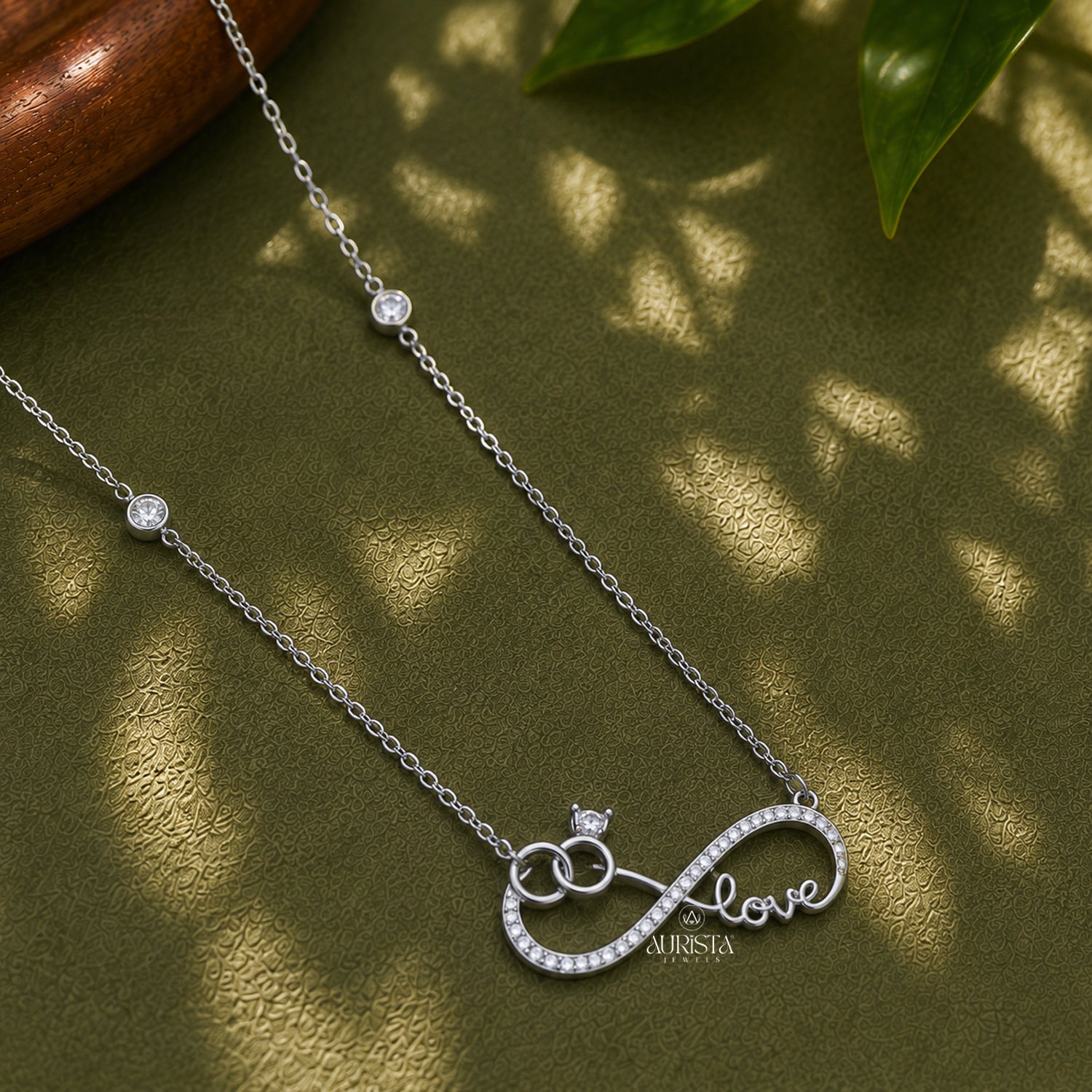 Infinity Love Moissanite Necklace Silver Ring Pendant Personalized Bridal Jewelry Gift