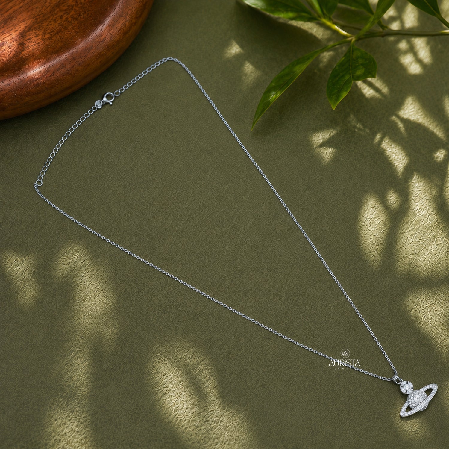 Saturn Planet Moissanite Necklace Dainty Silver Celestial Pendant Jewelry Gift Her