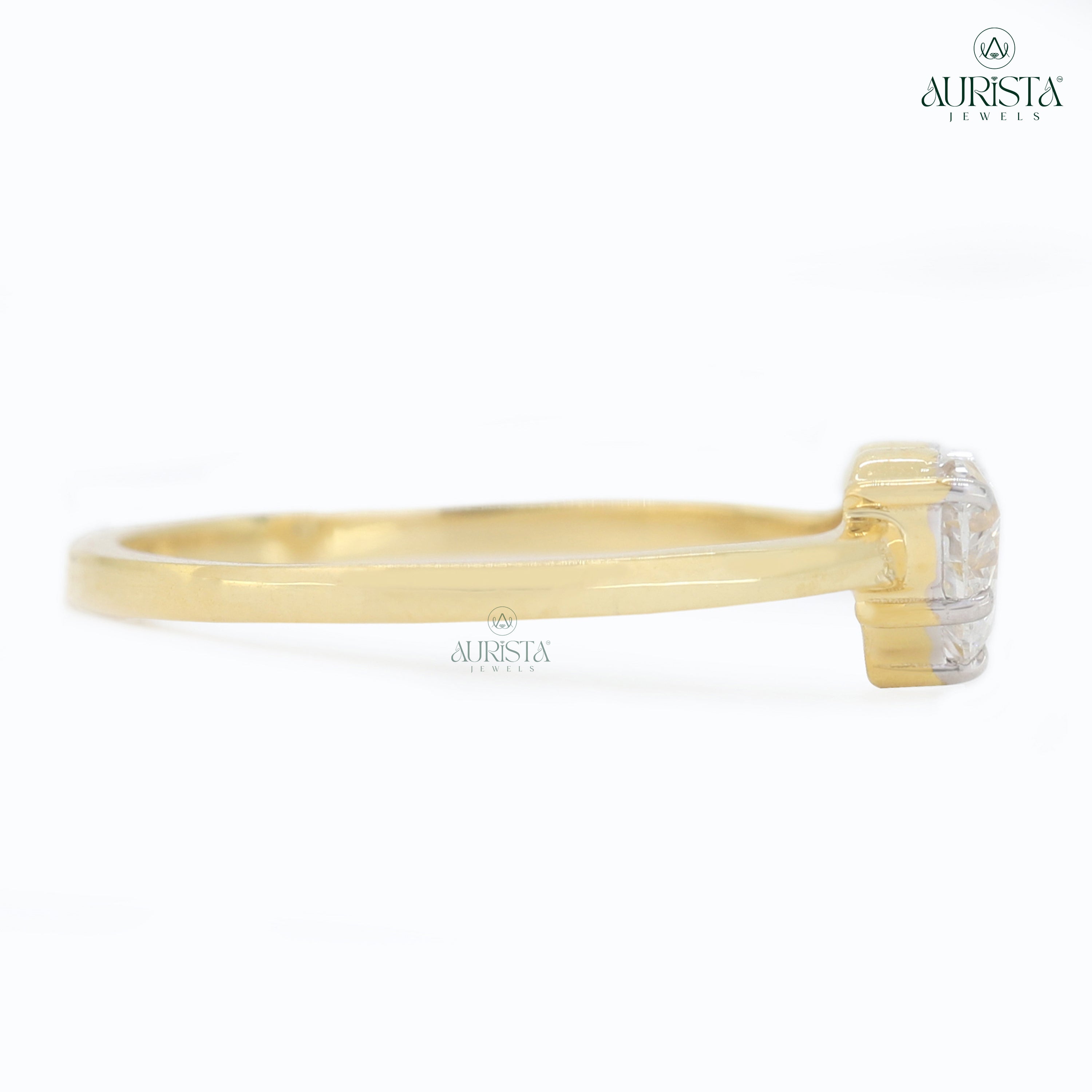 Timeless Vows – Yellow Gold Band with Heart Diamond