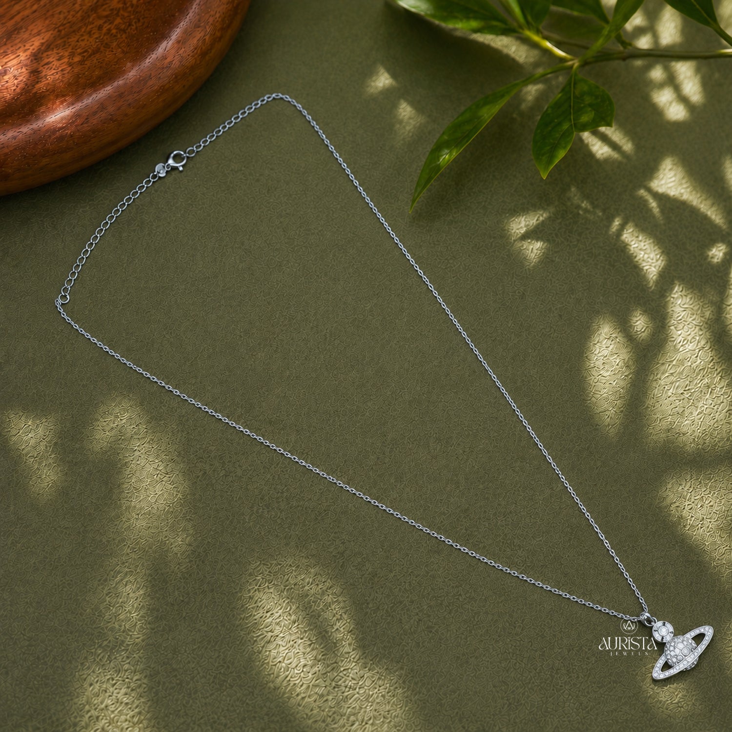 Saturn Planet Moissanite Necklace Dainty Silver Celestial Pendant Jewelry Gift Her