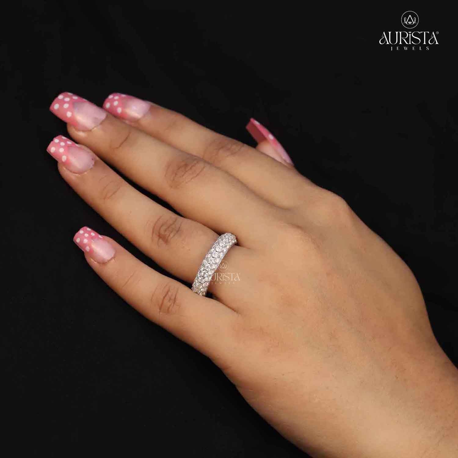 Multi-Row Lab Grown Diamond Band, Round Cut Eternity Stackable Wedding Ring