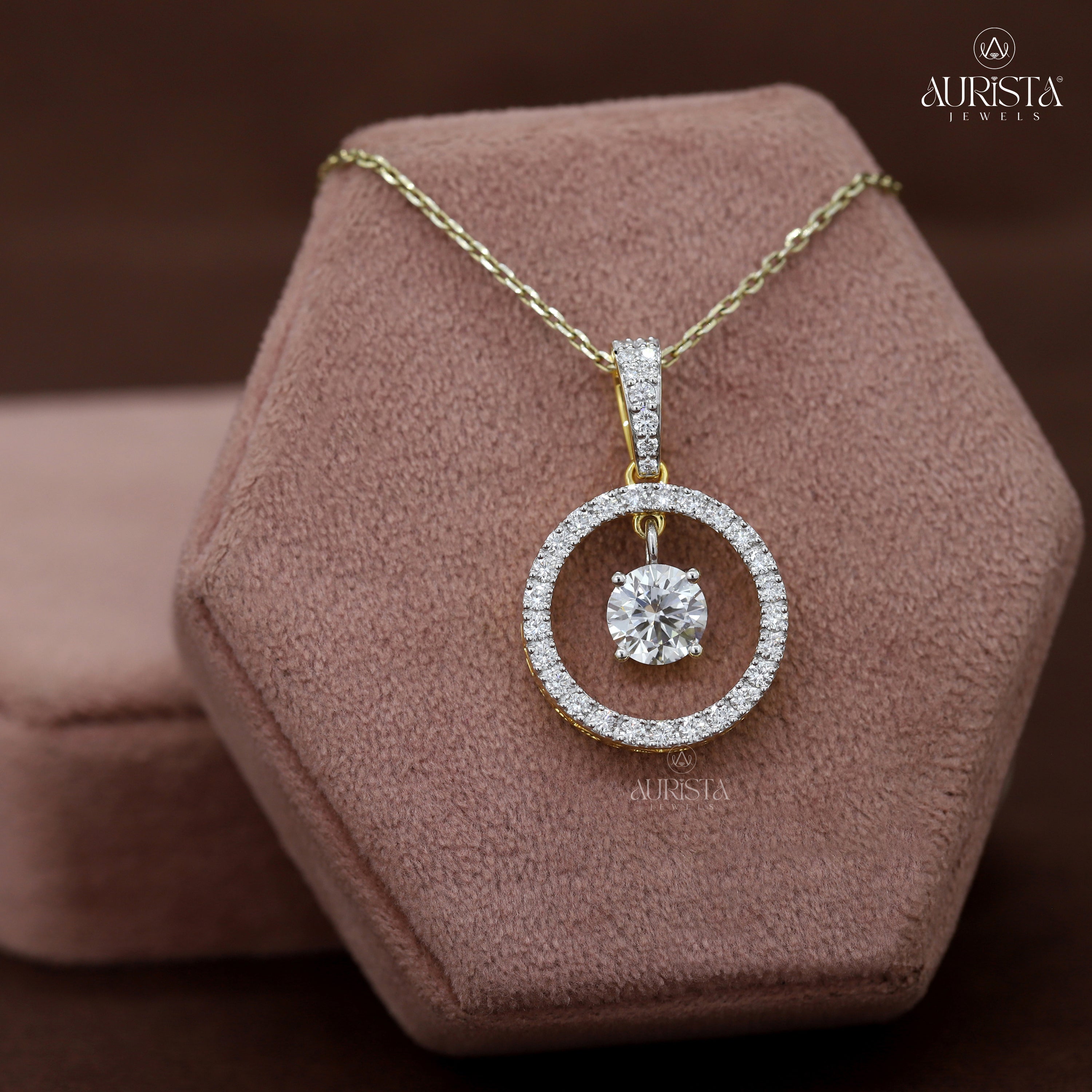Celestial Glow Solitaire Diamond Pendant in Yellow Gold