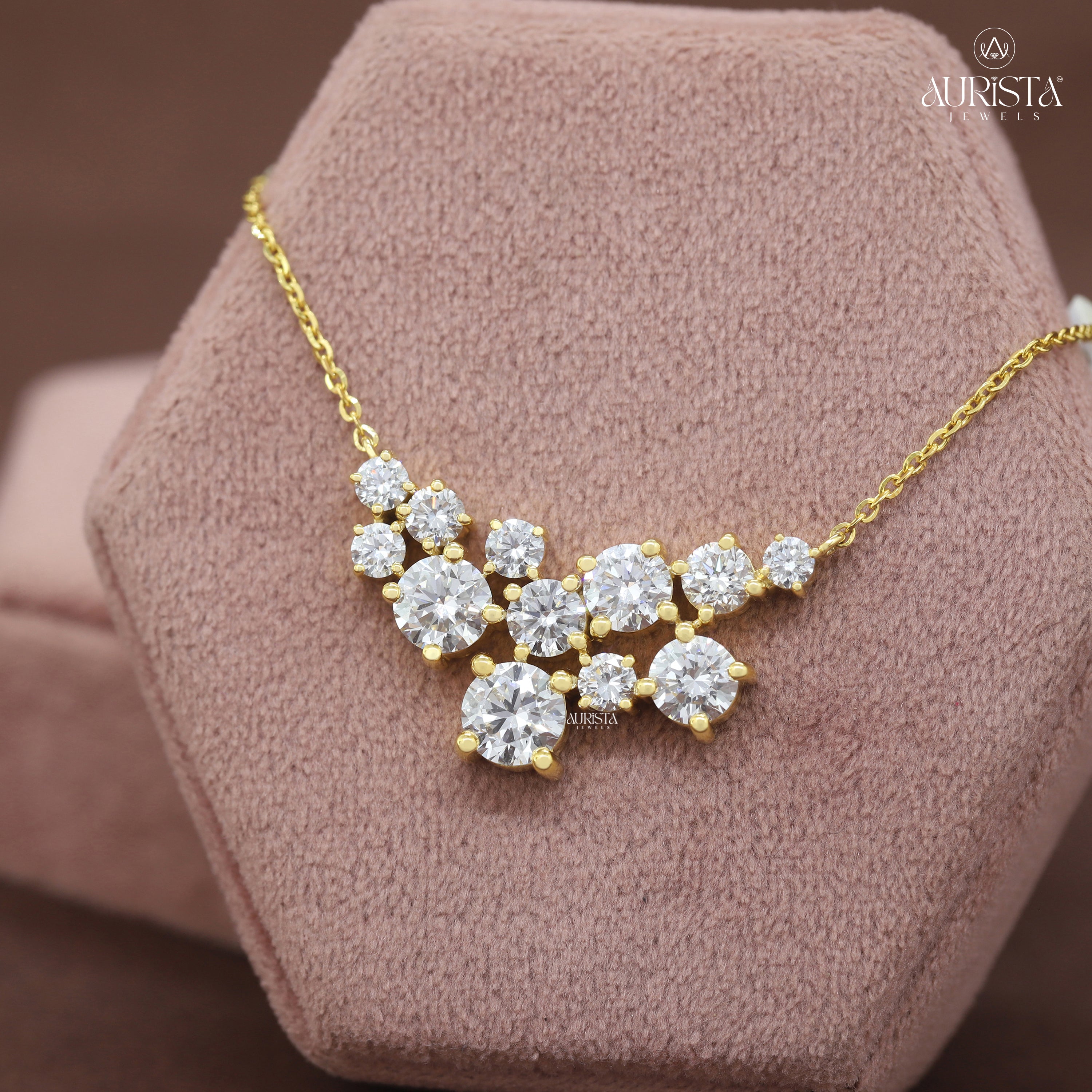 Classic Spark Round Diamond Pendant in Rose Gold