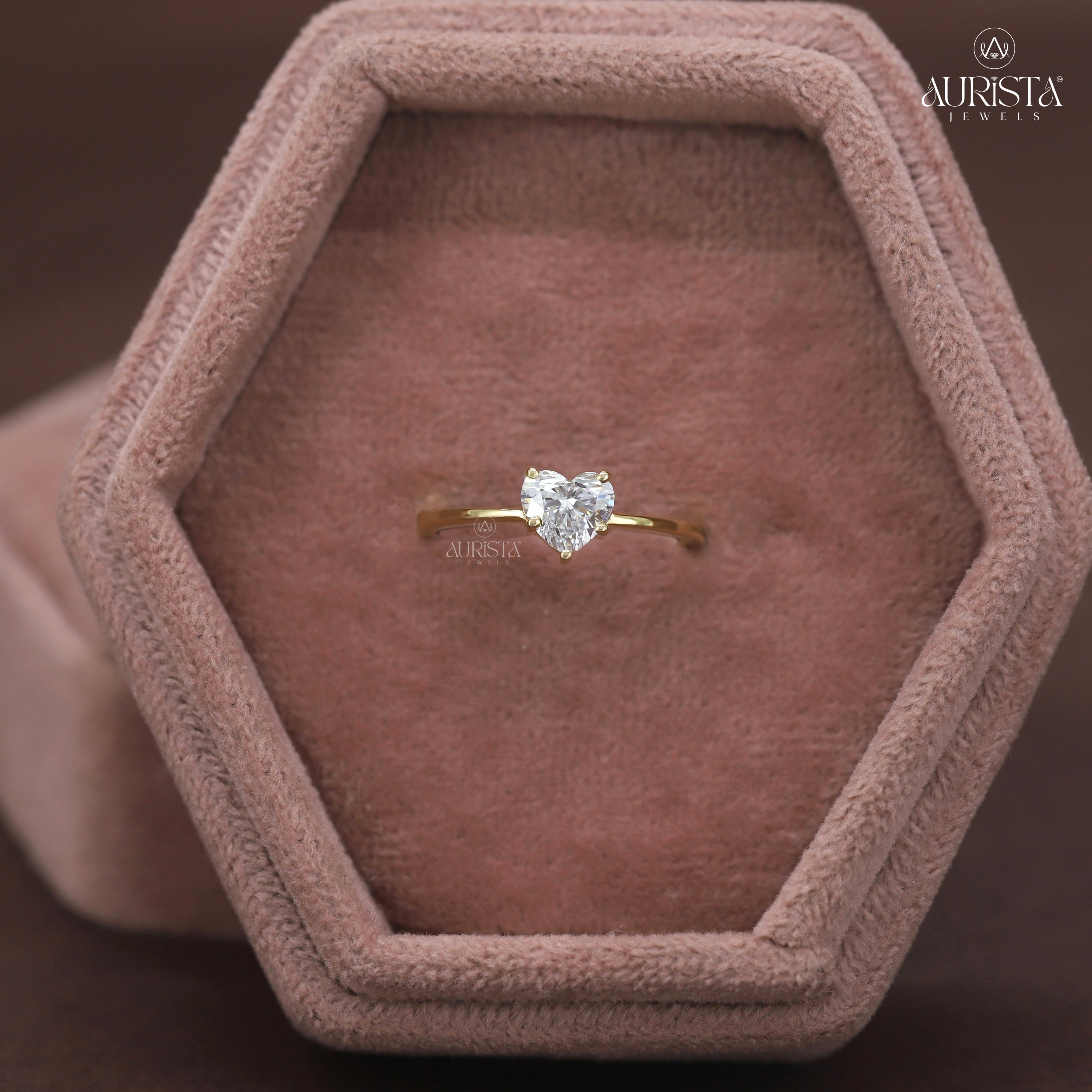 Timeless Vows – Yellow Gold Band with Heart Diamond